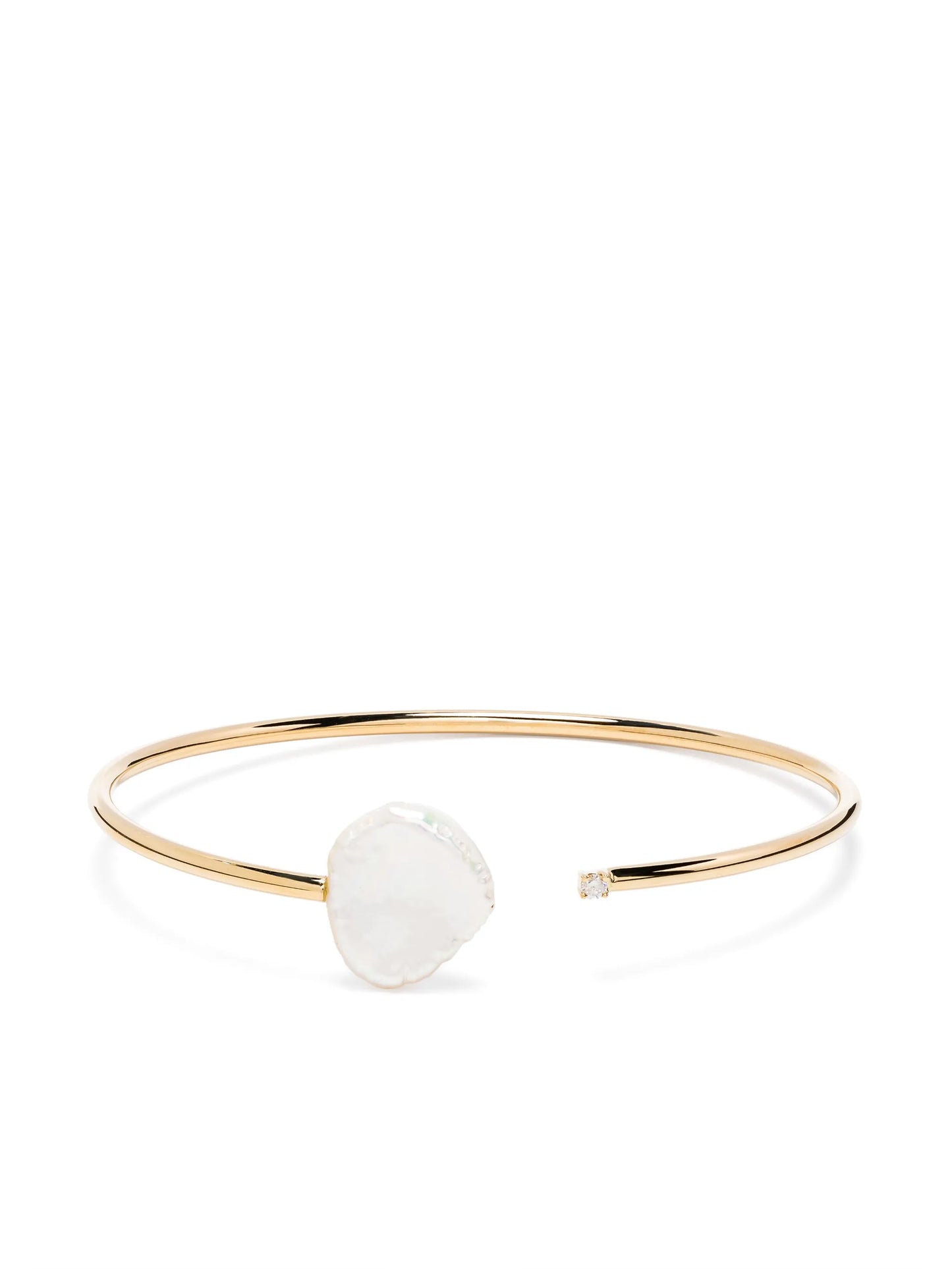 14kt yellow gold pearl and diamond open-cuff bracelet