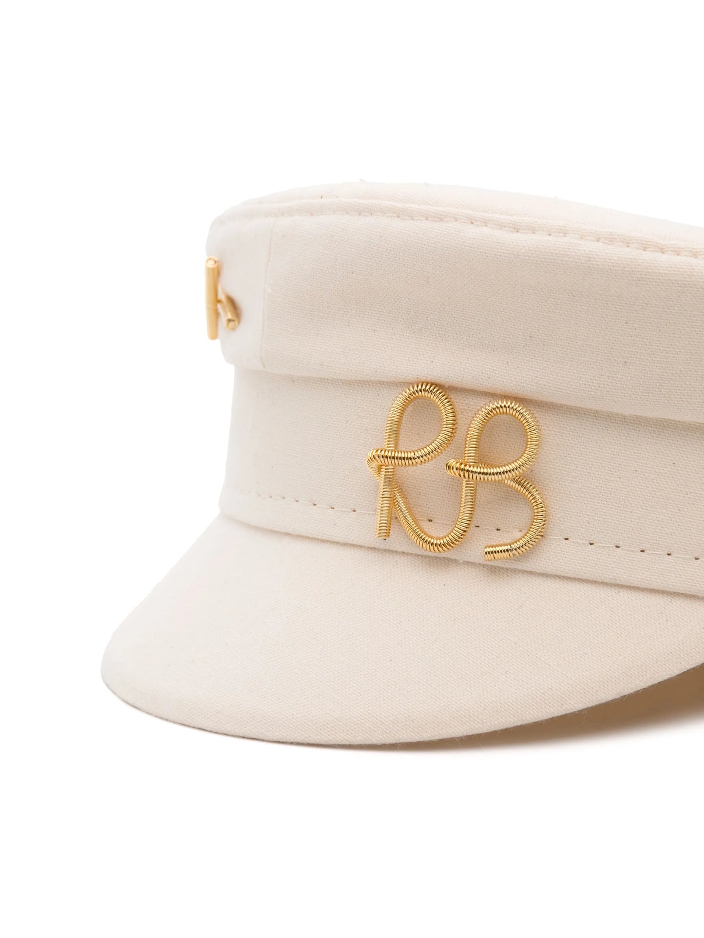 monogram-appliqué cotton bakerboy cap