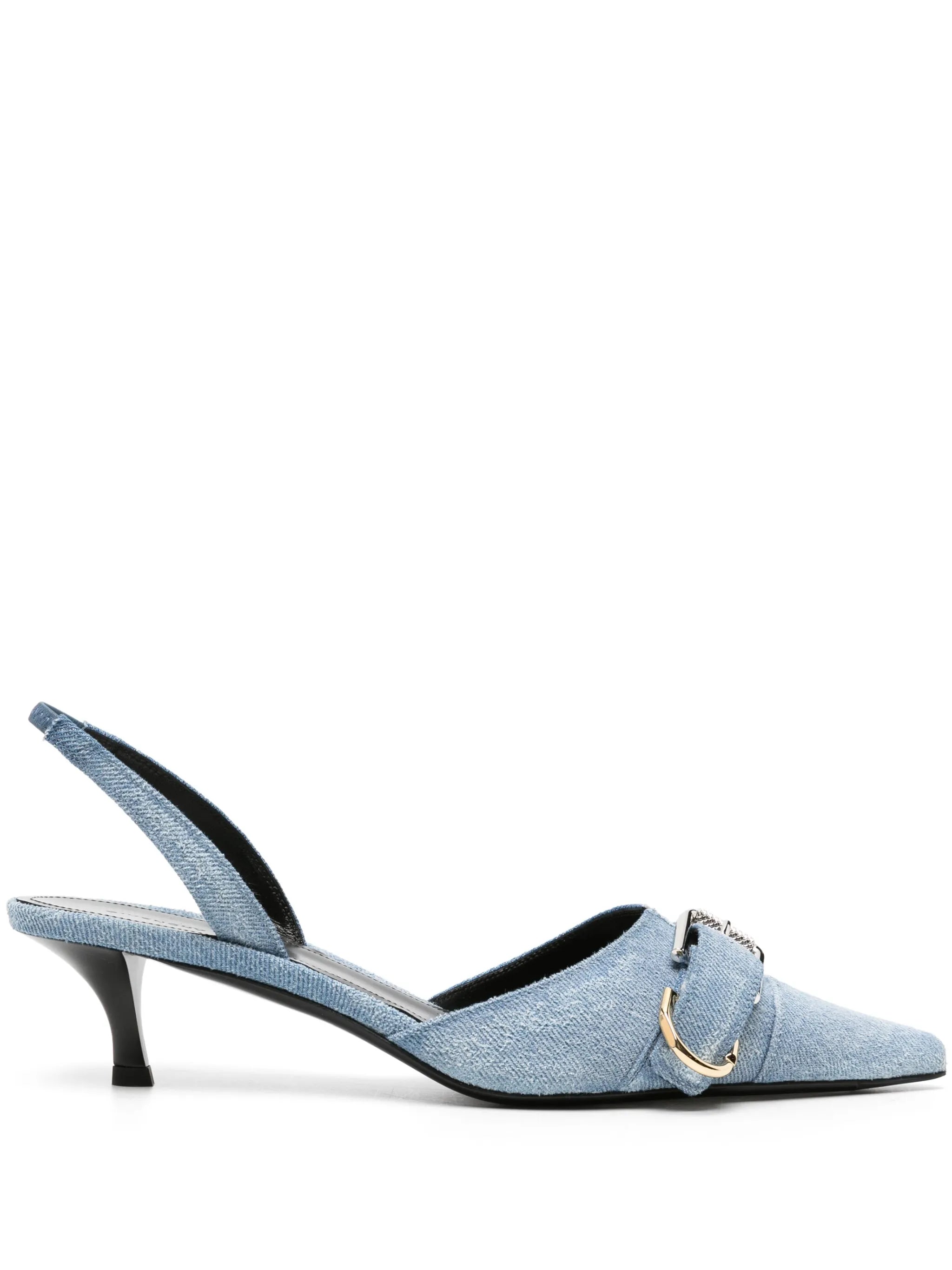 Voyou denim slingback pumps