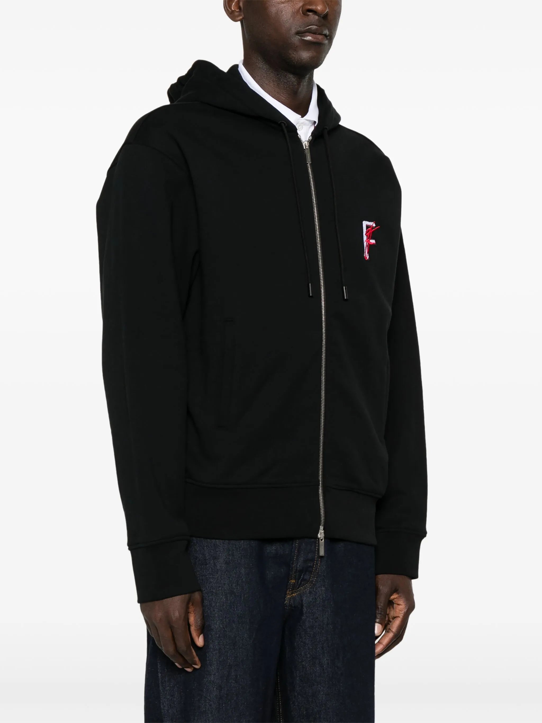 logo-embroidered cotton hoodie