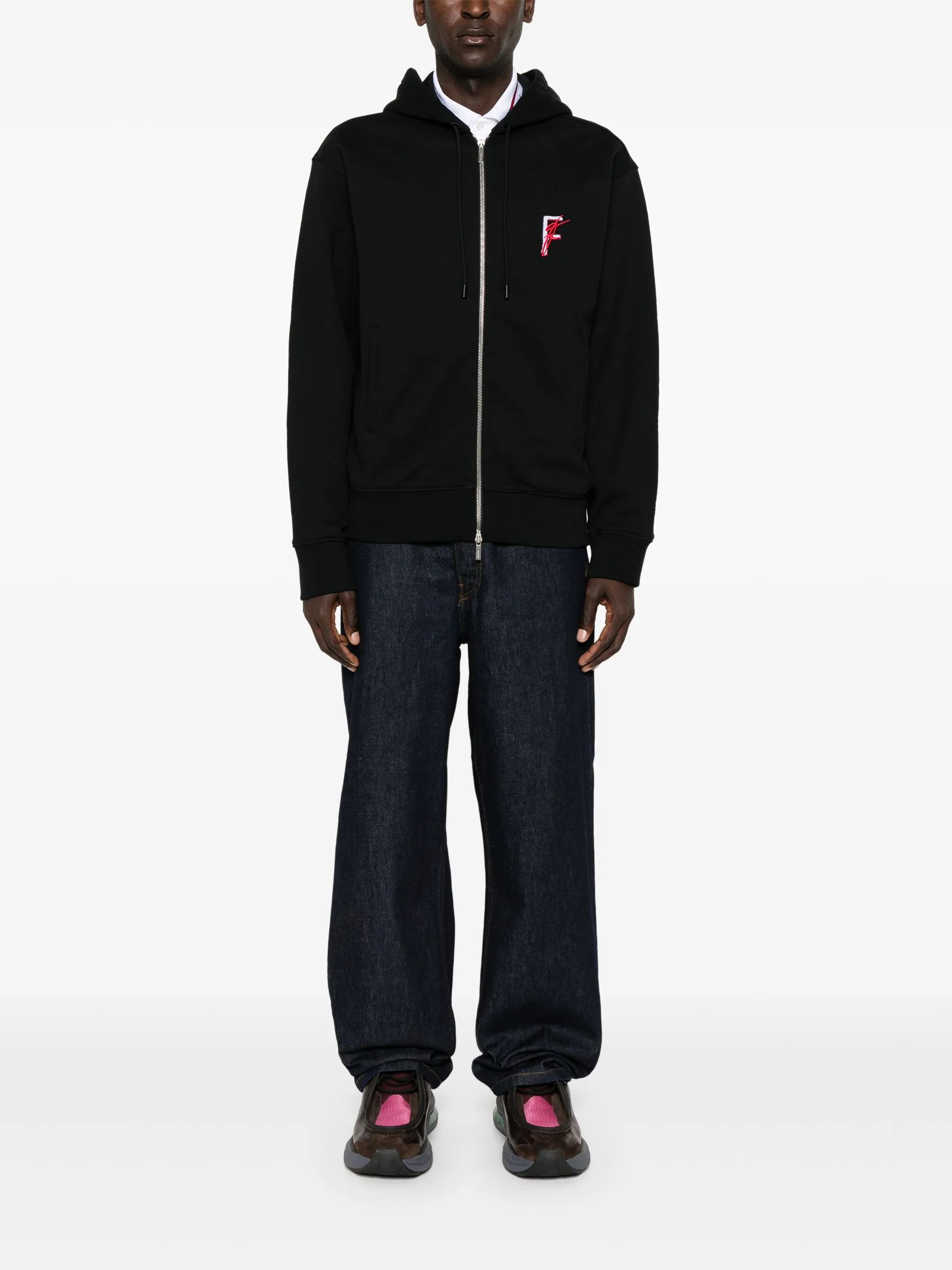 logo-embroidered cotton hoodie