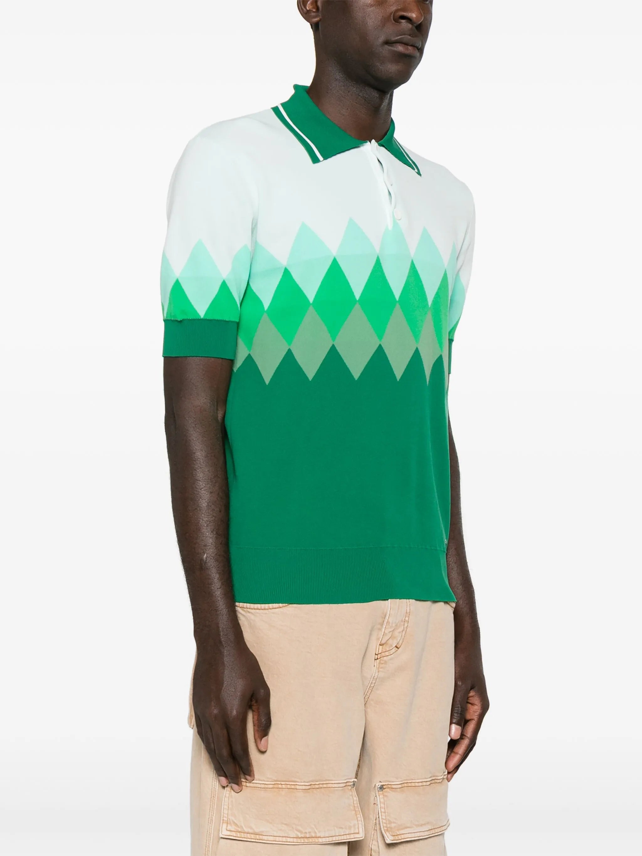 diamond-pattern polo shirt