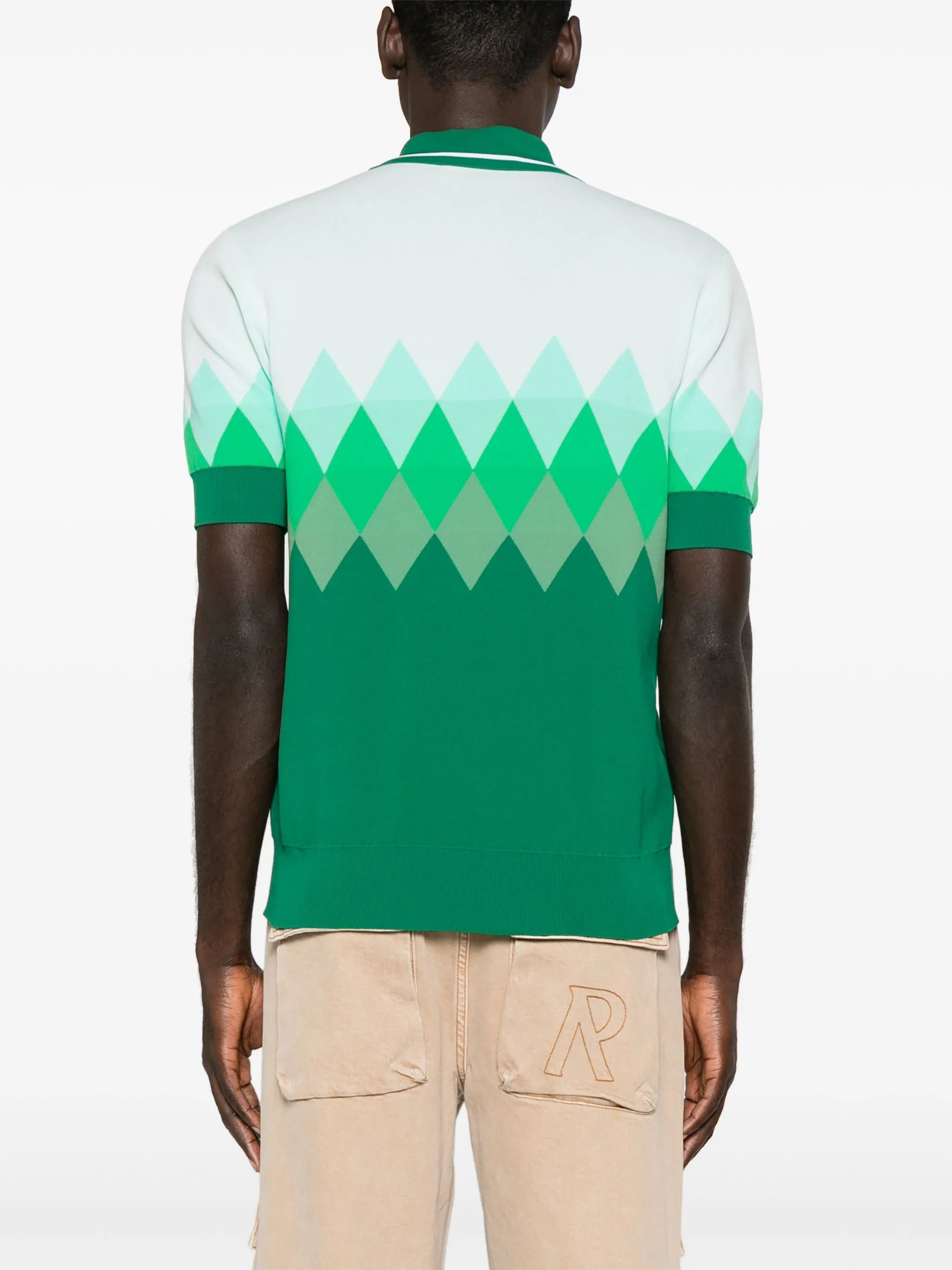 diamond-pattern polo shirt