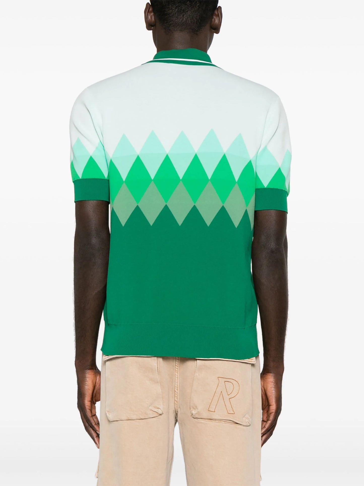 diamond-pattern polo shirt