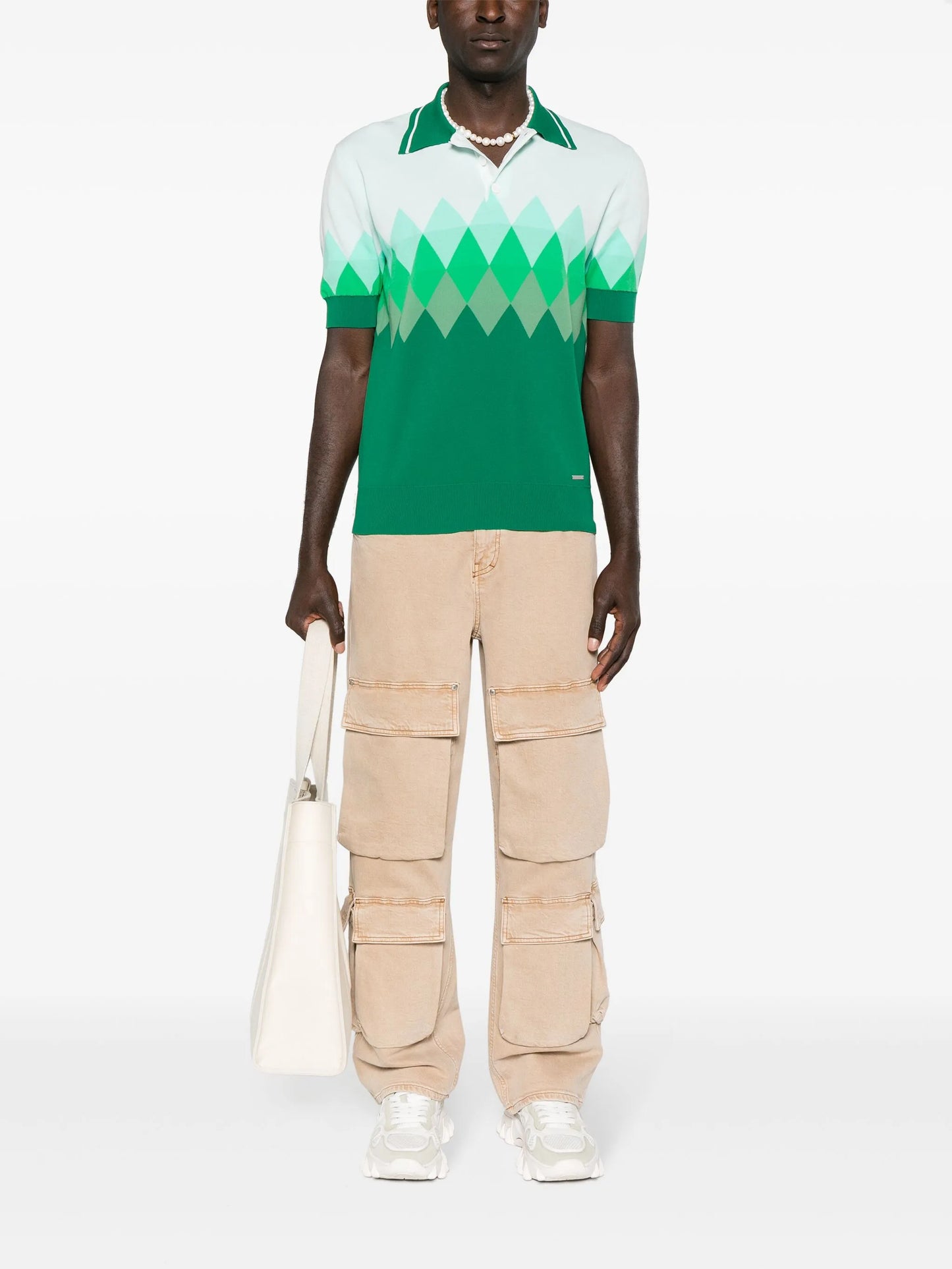 diamond-pattern polo shirt
