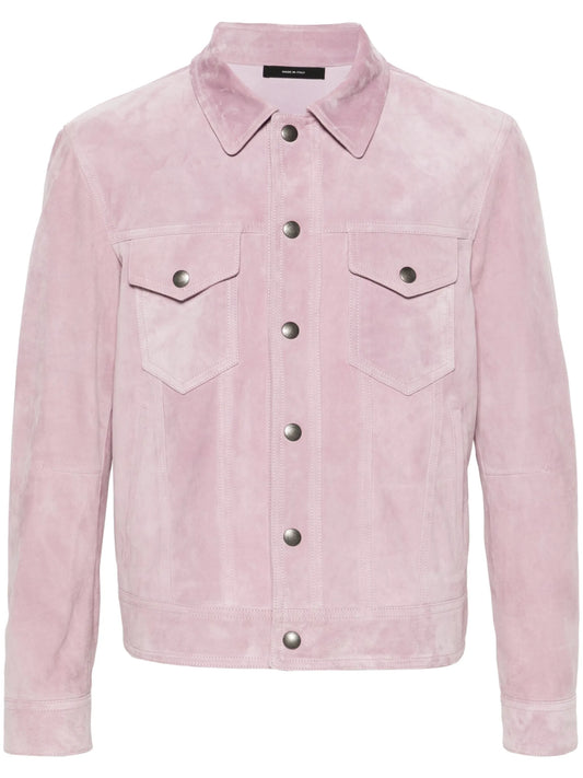 classic-collar suede jacket