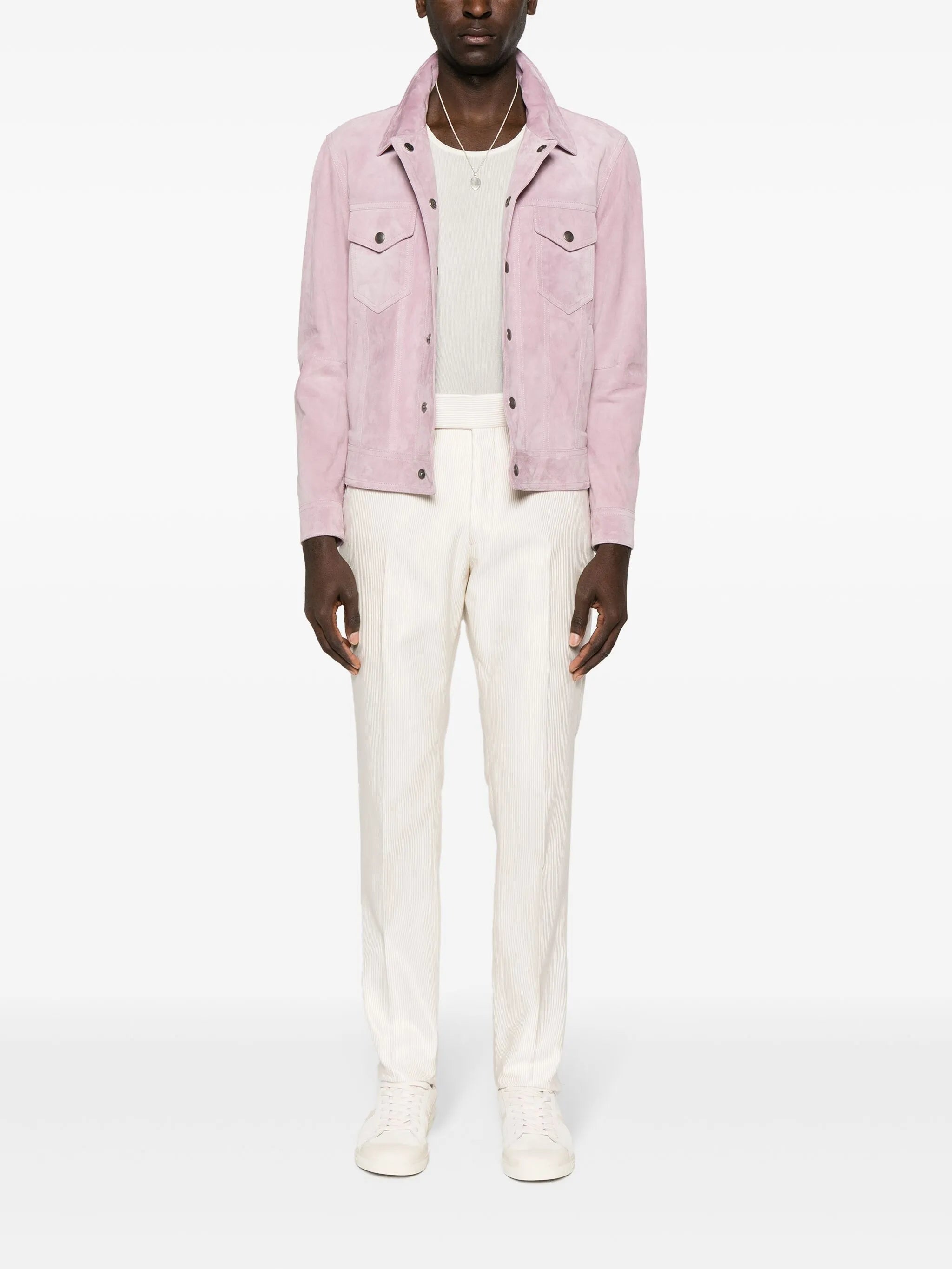 classic-collar suede jacket