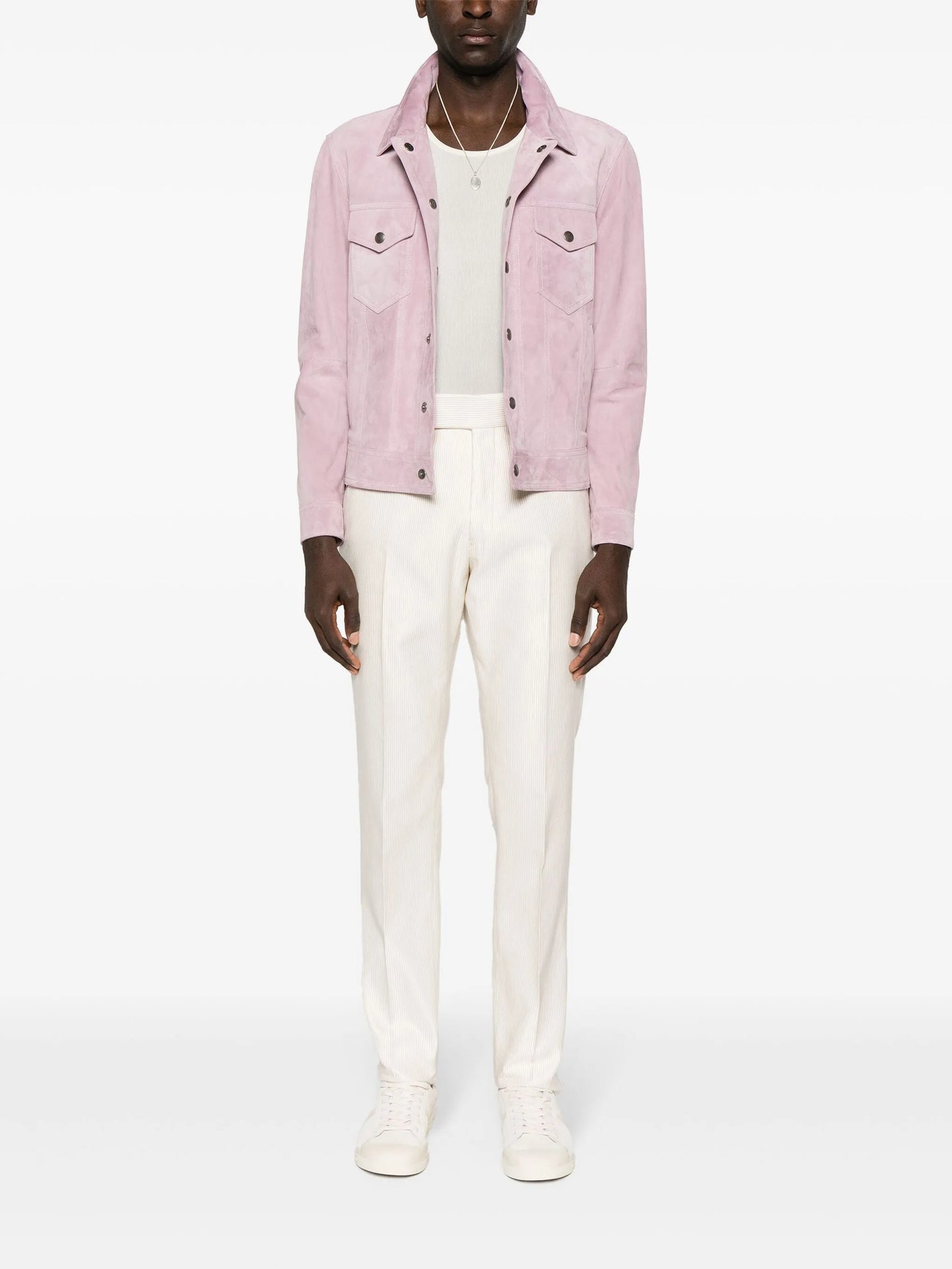 classic-collar suede jacket