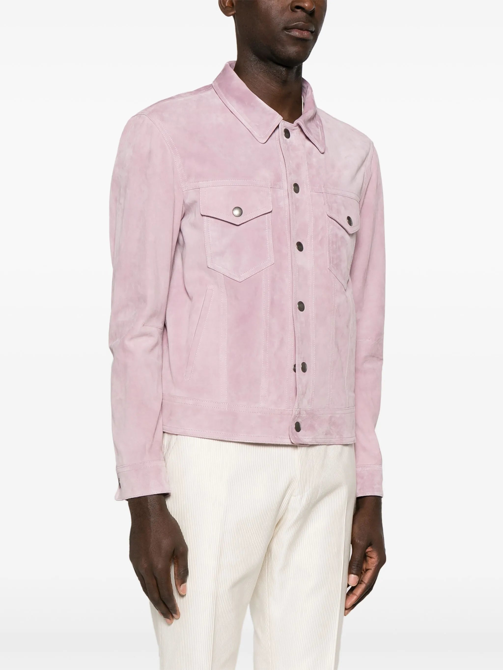 classic-collar suede jacket