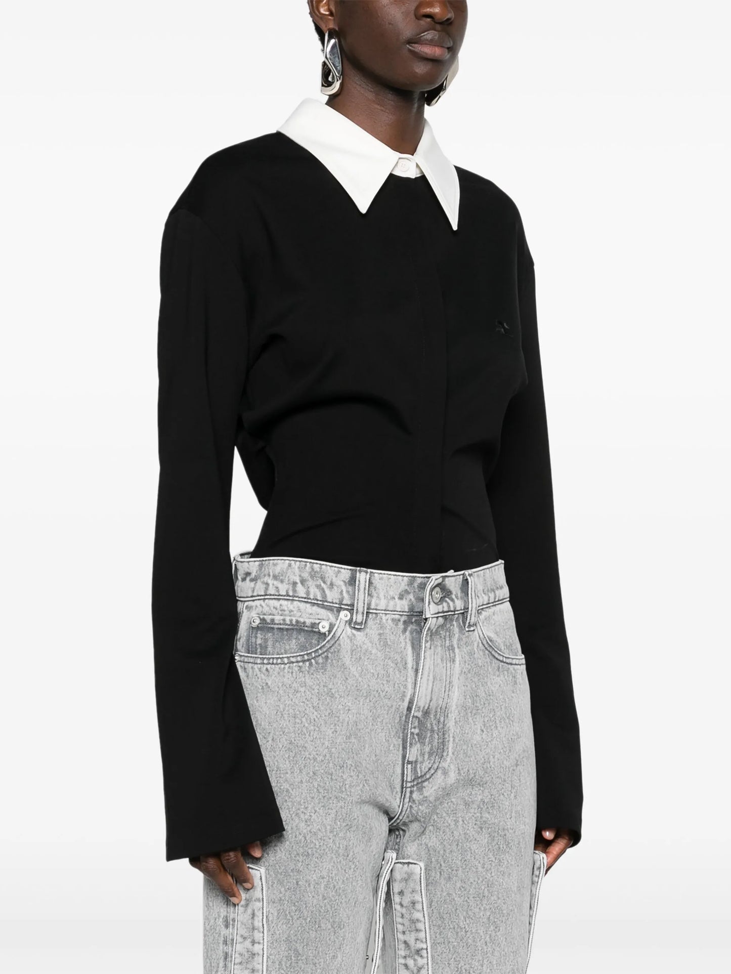 spread-collar buttoned jumpsuit