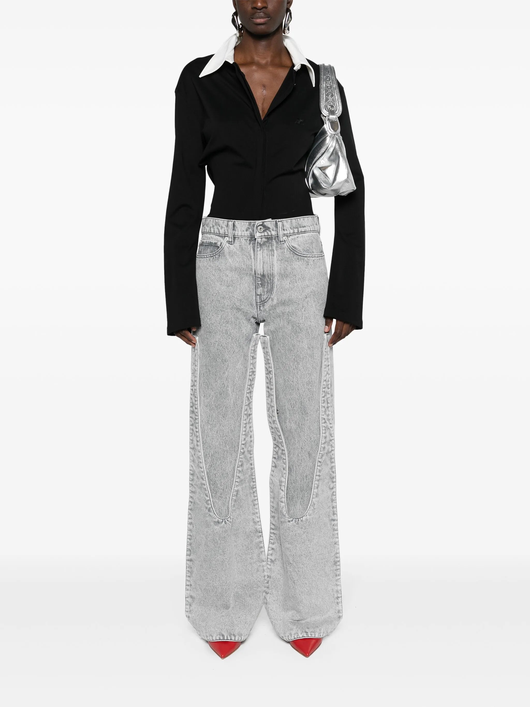 spread-collar buttoned jumpsuit