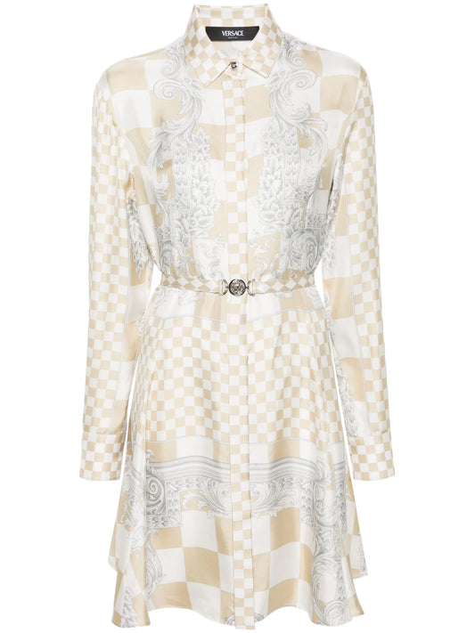baroque pattern-print silk dress