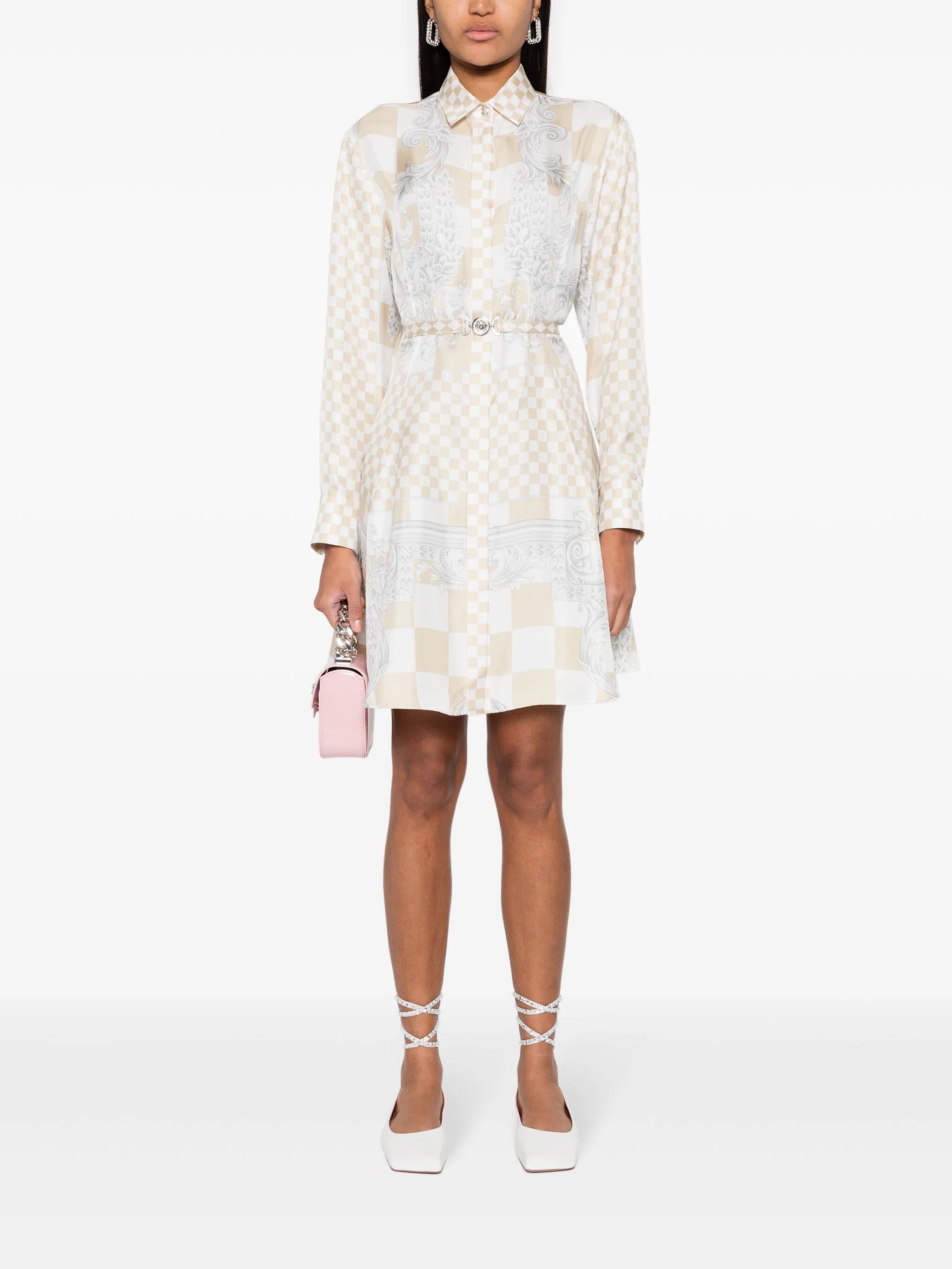 baroque pattern-print silk dress