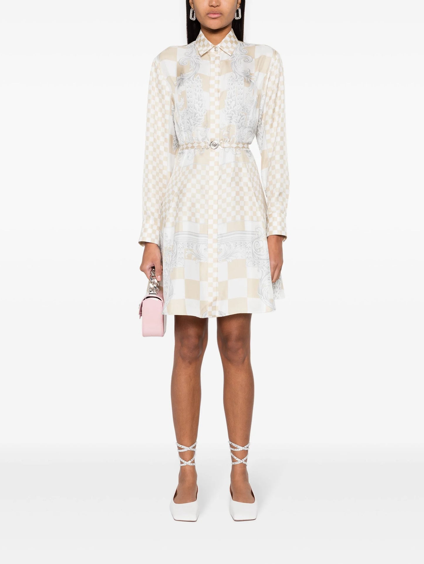 baroque pattern-print silk dress