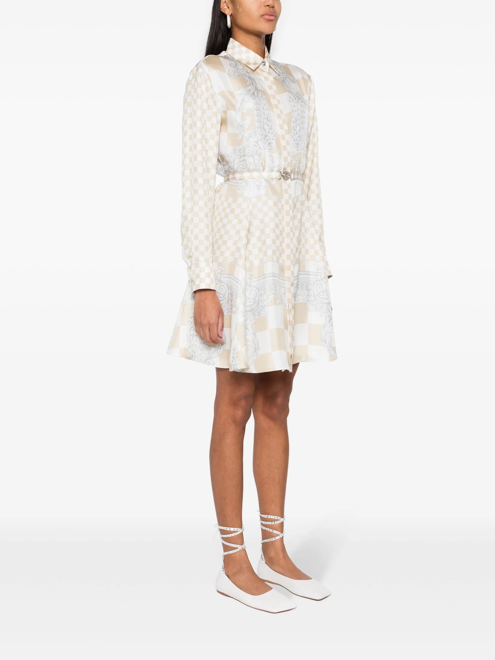 baroque pattern-print silk dress