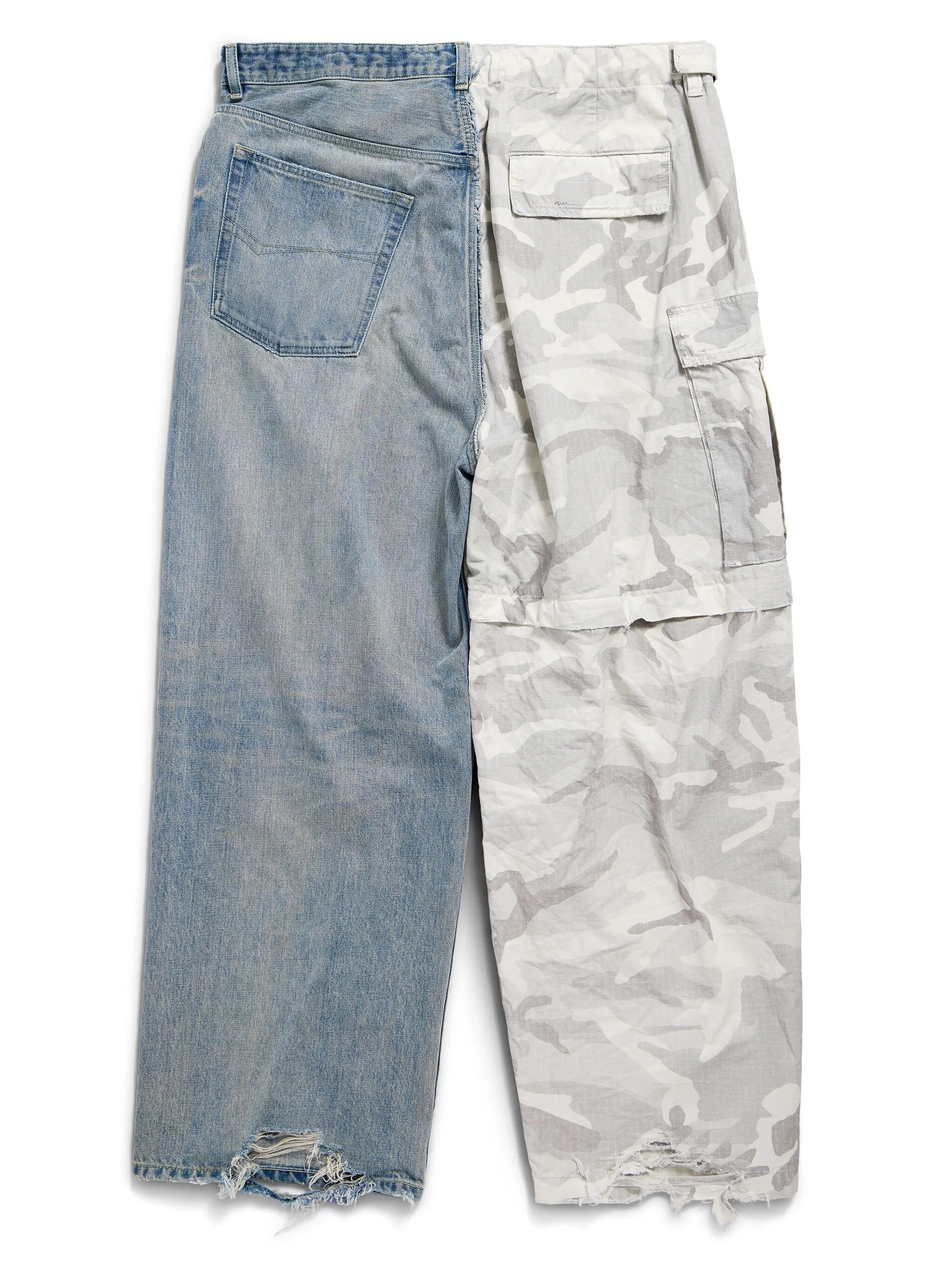 Grayscale Camo denim hybrid wide-leg trousers