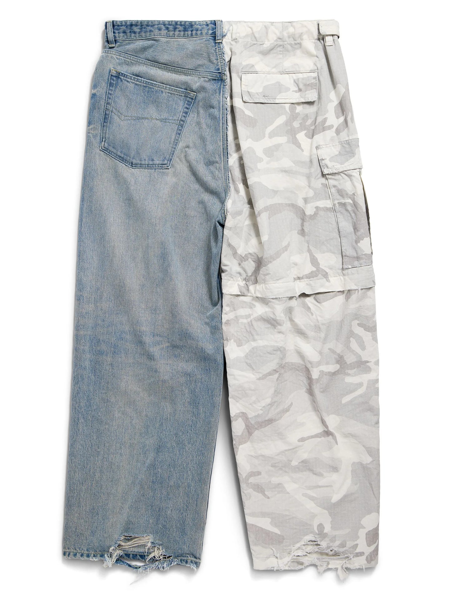 Grayscale Camo denim hybrid wide-leg trousers