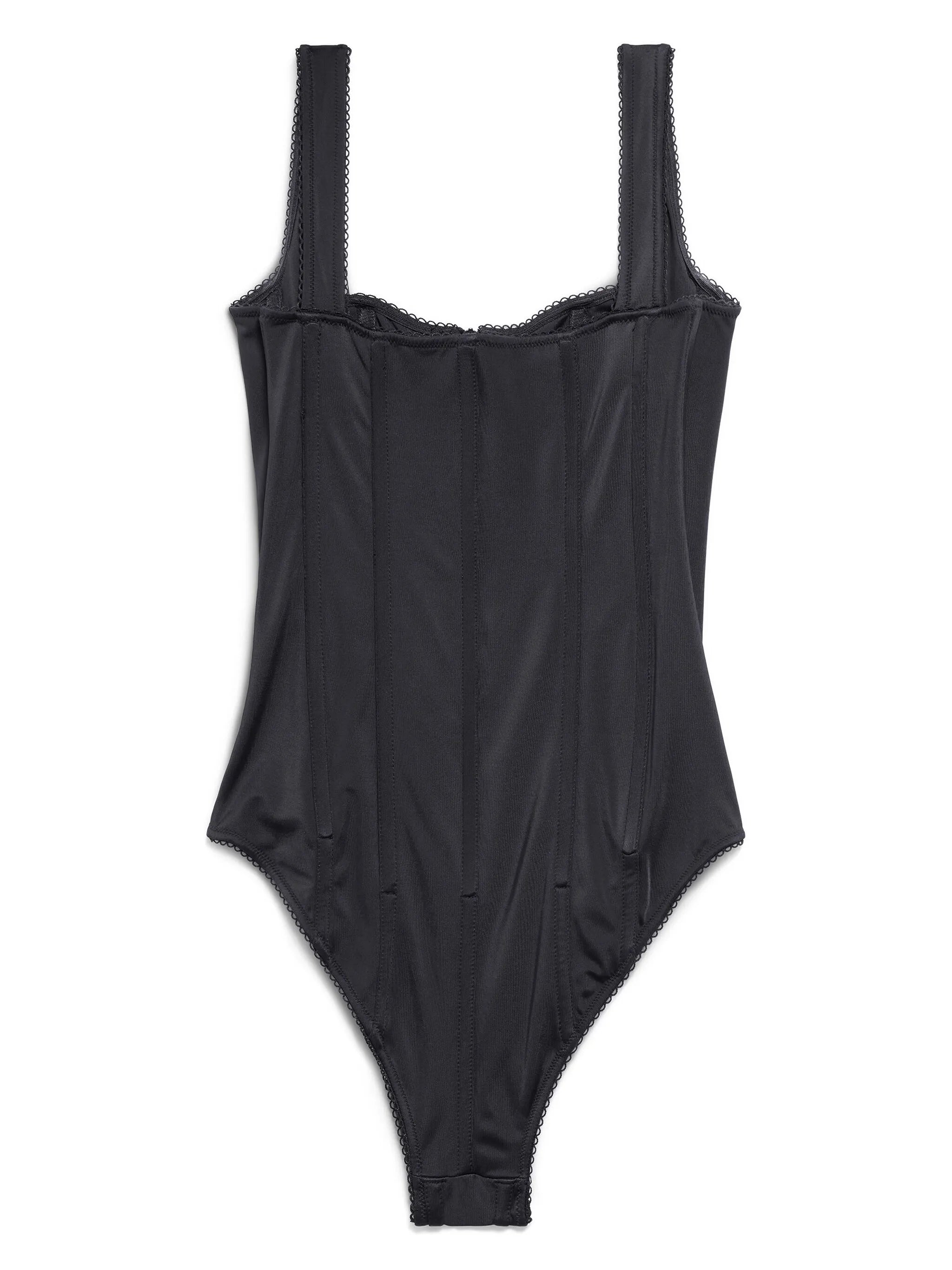 scalloped-trim corset swimsuit