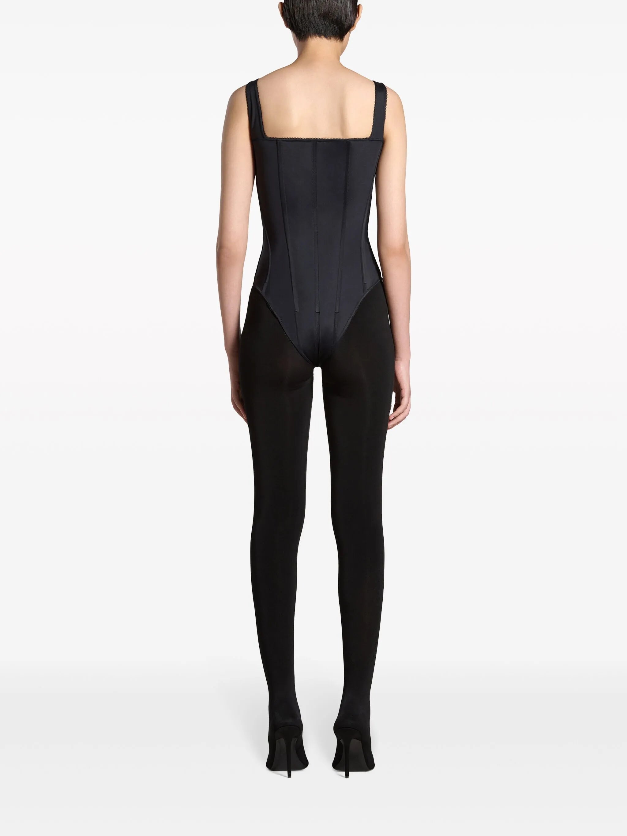 scalloped-trim corset swimsuit