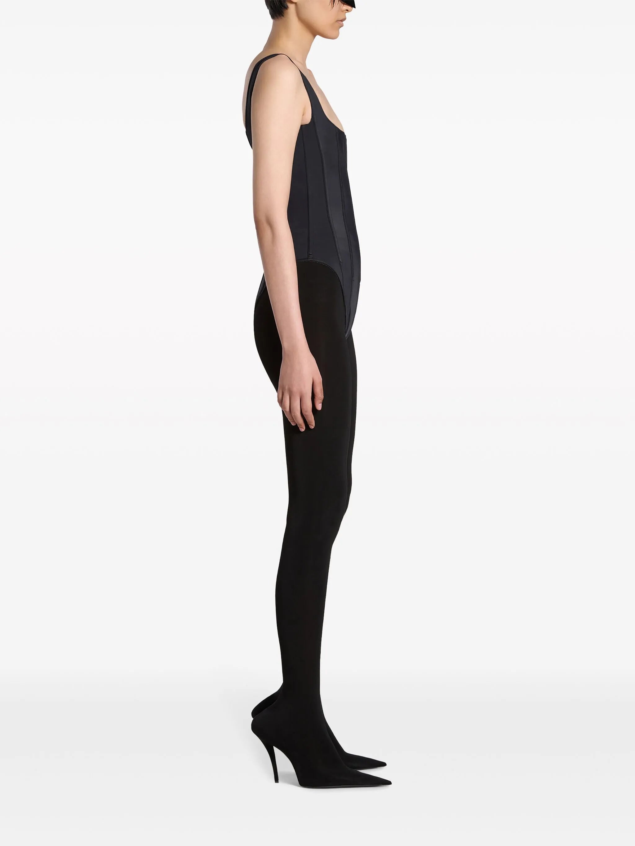 scalloped-trim corset swimsuit