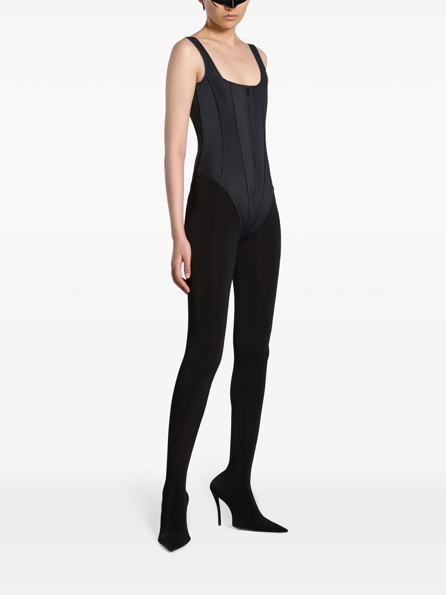 scalloped-trim corset swimsuit