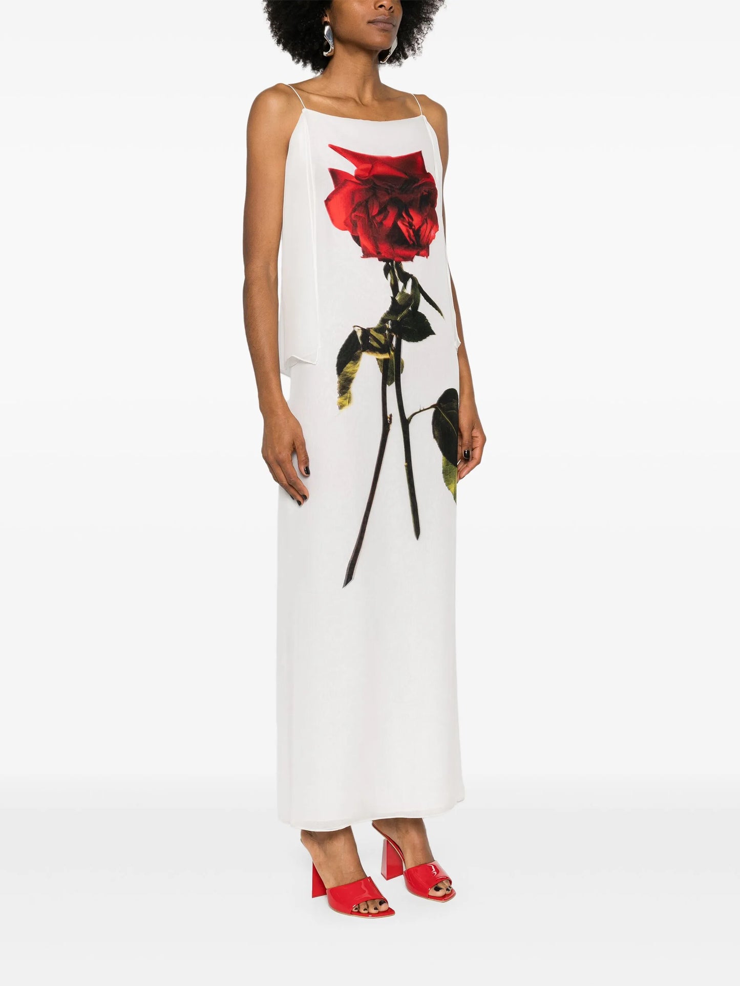 rose-print maxi dress