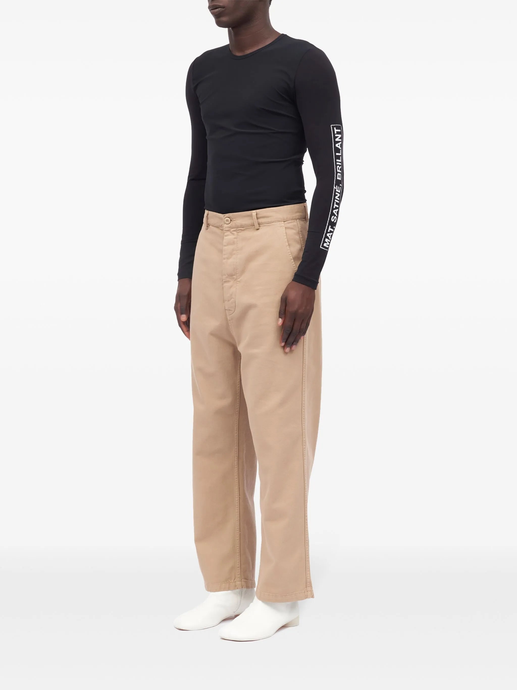 straight-leg cotton trousers
