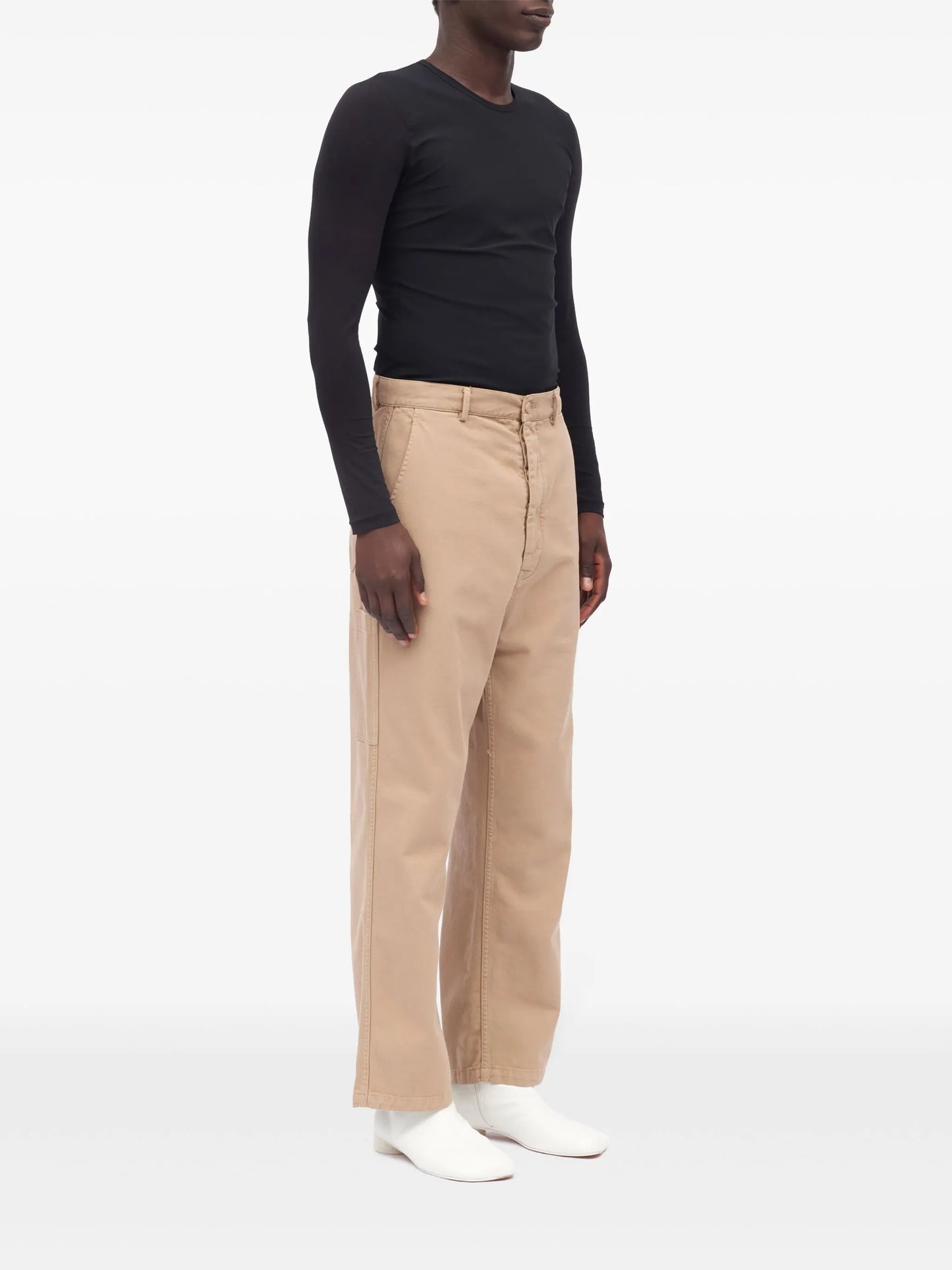 straight-leg cotton trousers