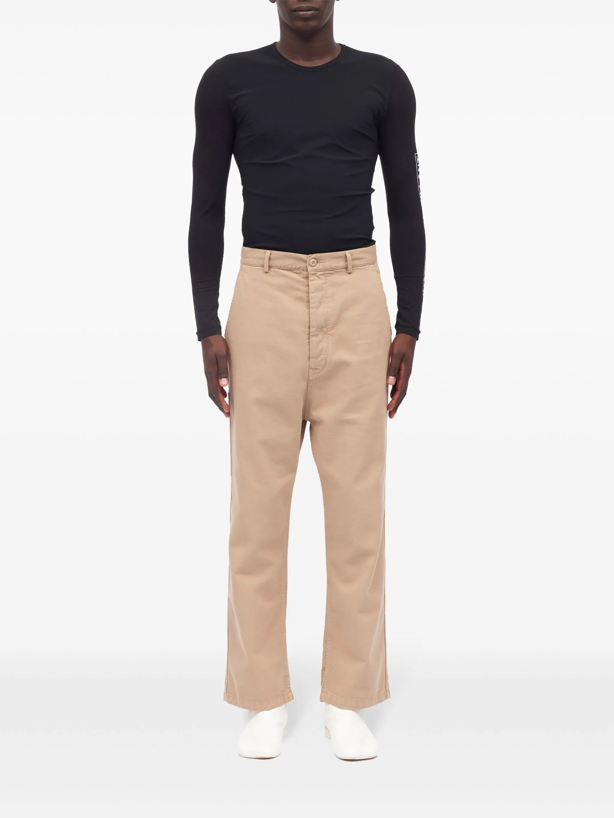 straight-leg cotton trousers