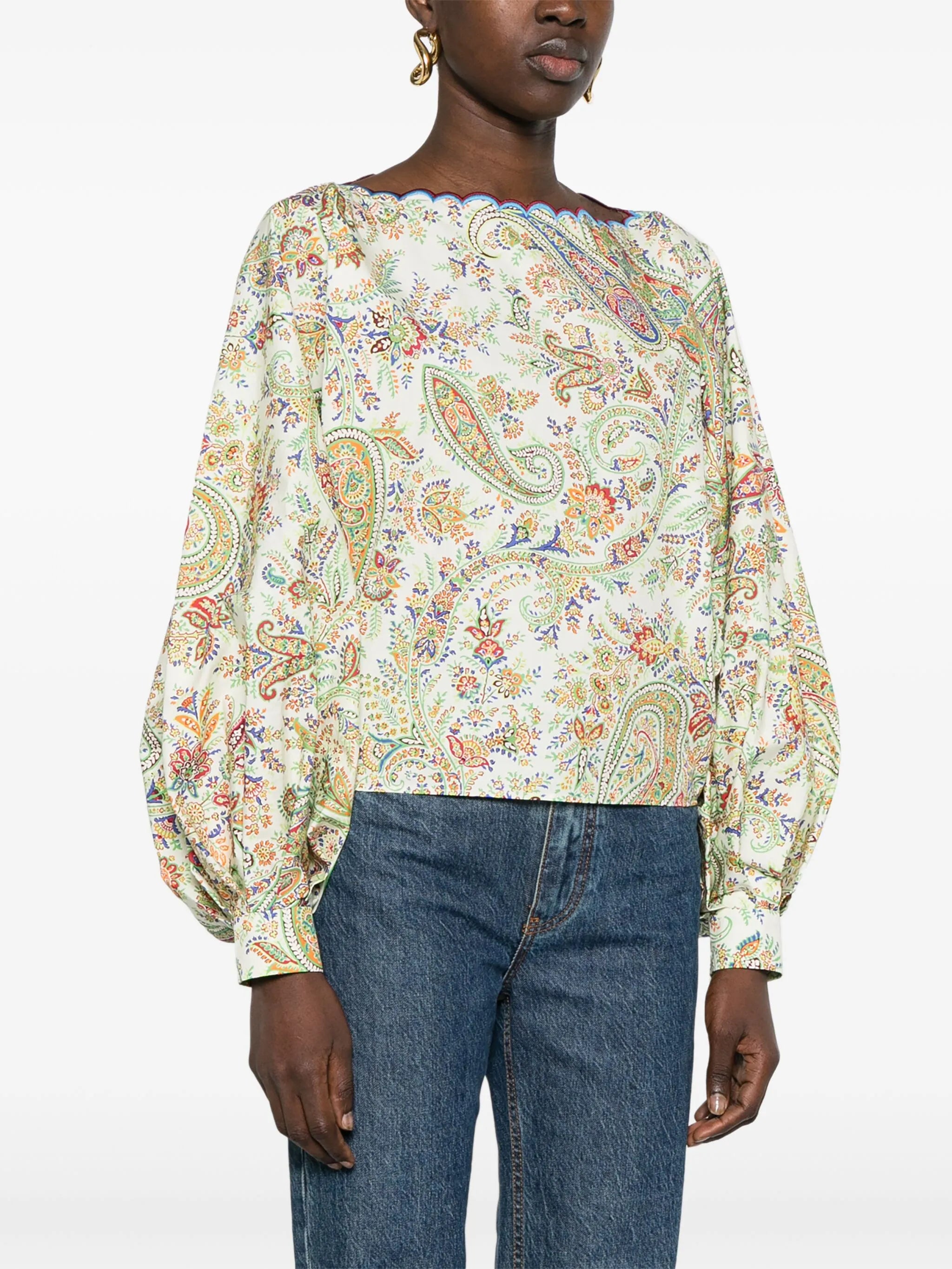 paisley-print cotton blouse