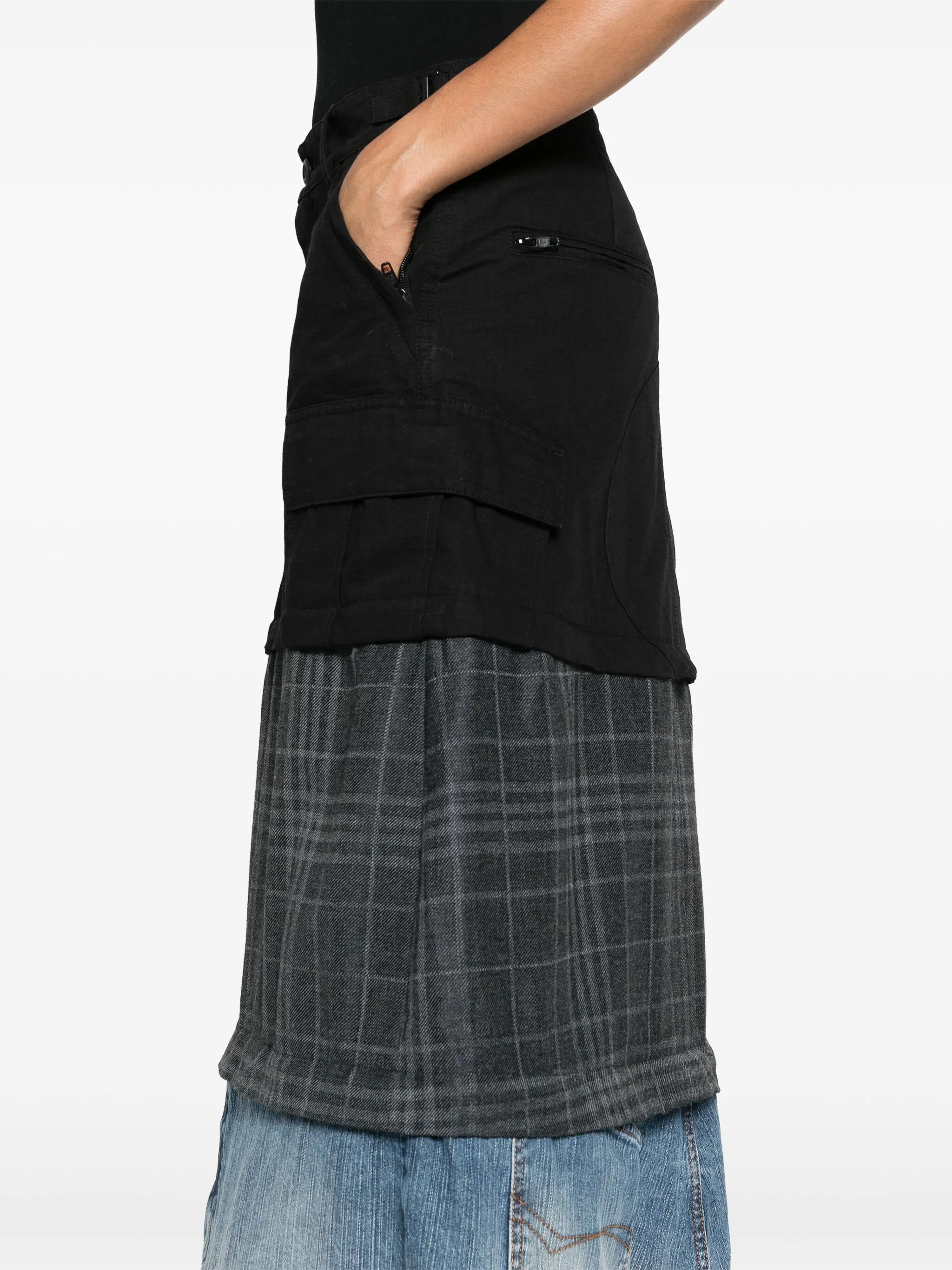 layered cargo maxi skirt