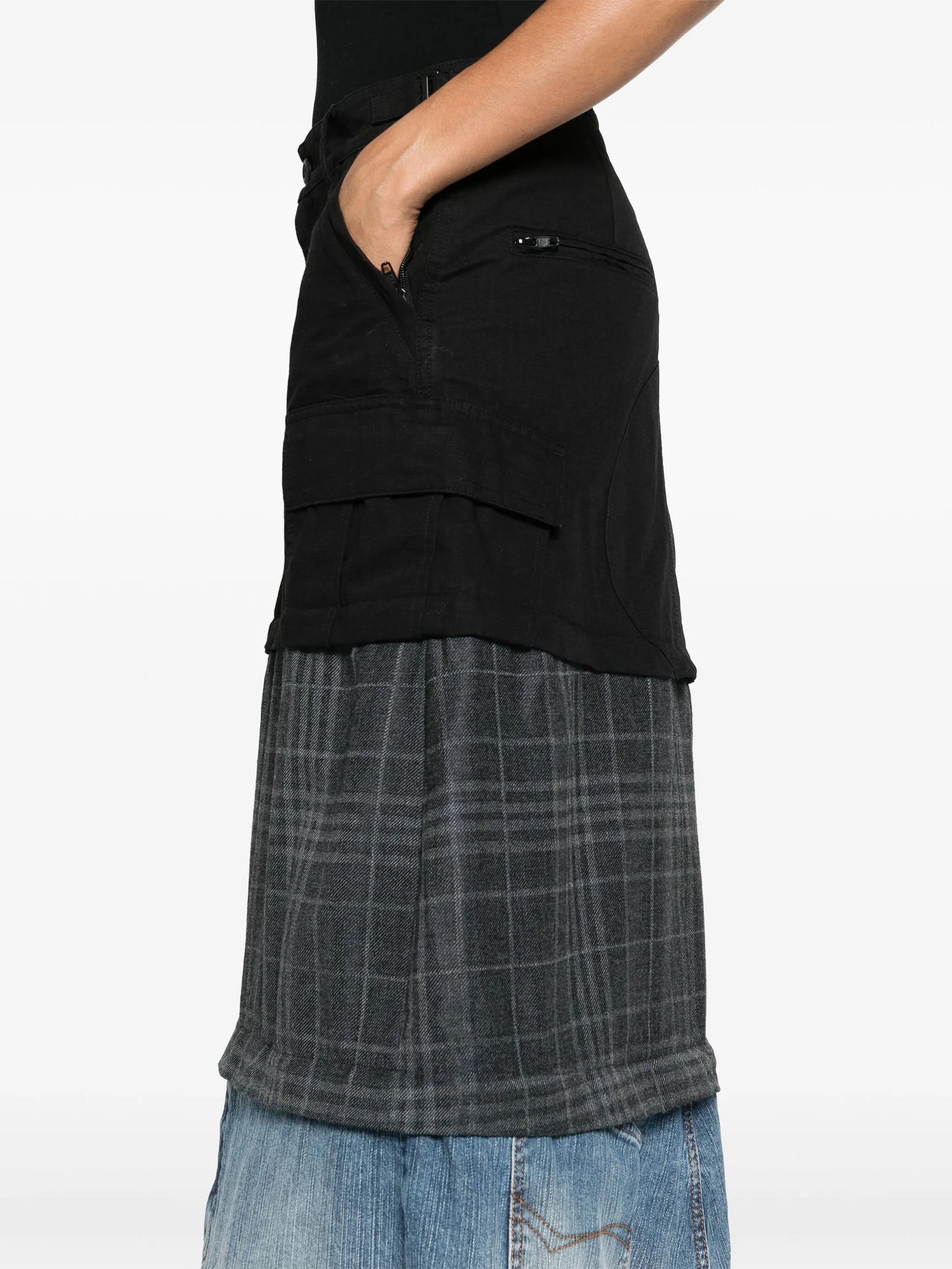 layered cargo maxi skirt