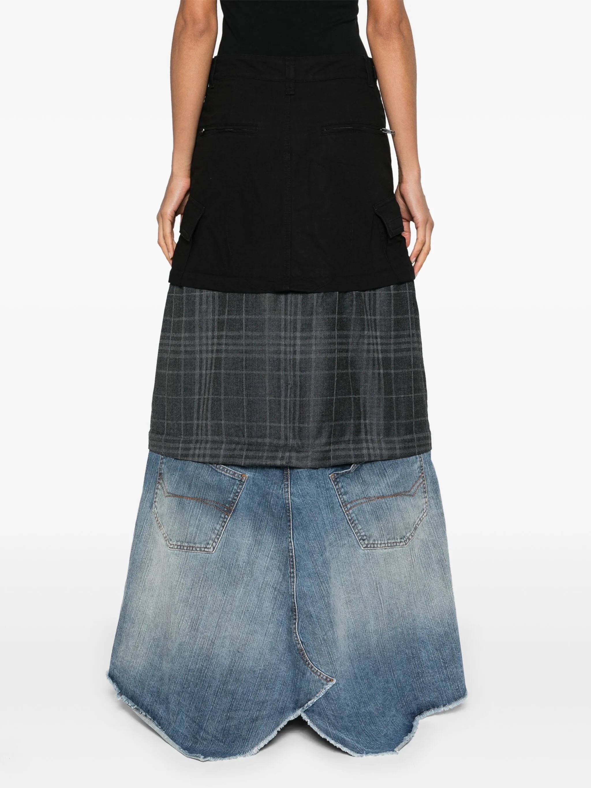 layered cargo maxi skirt