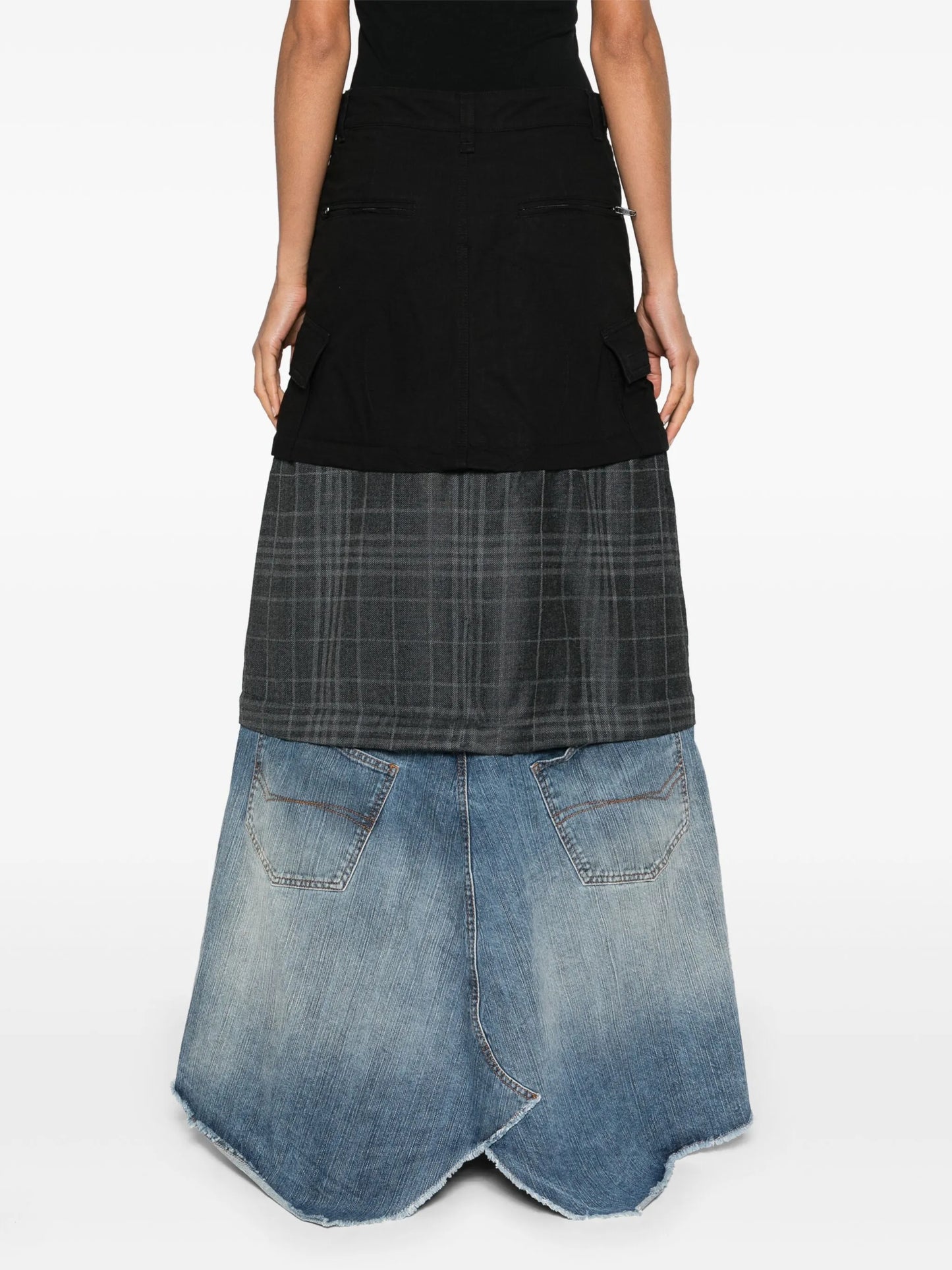 layered cargo maxi skirt