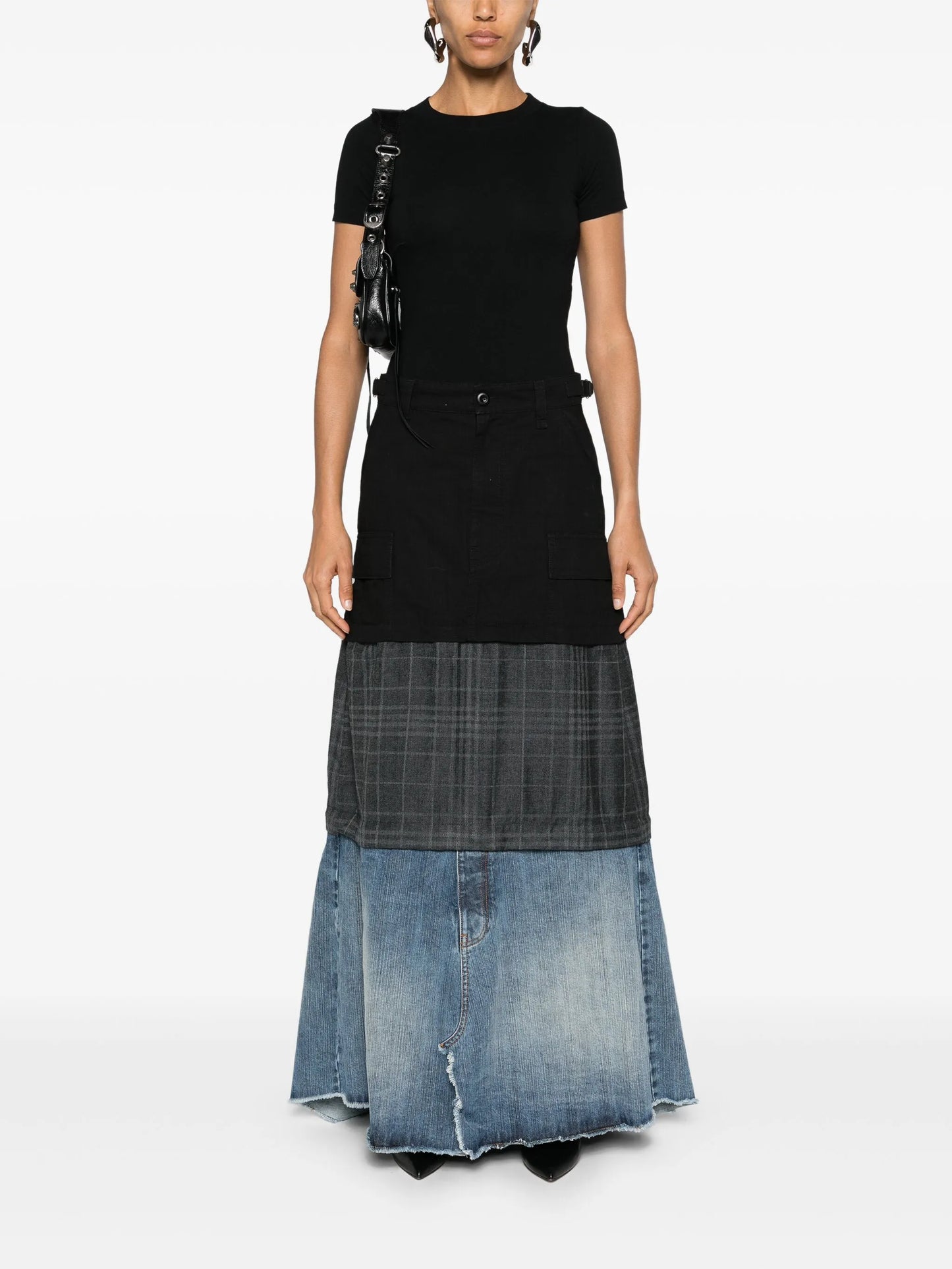 layered cargo maxi skirt