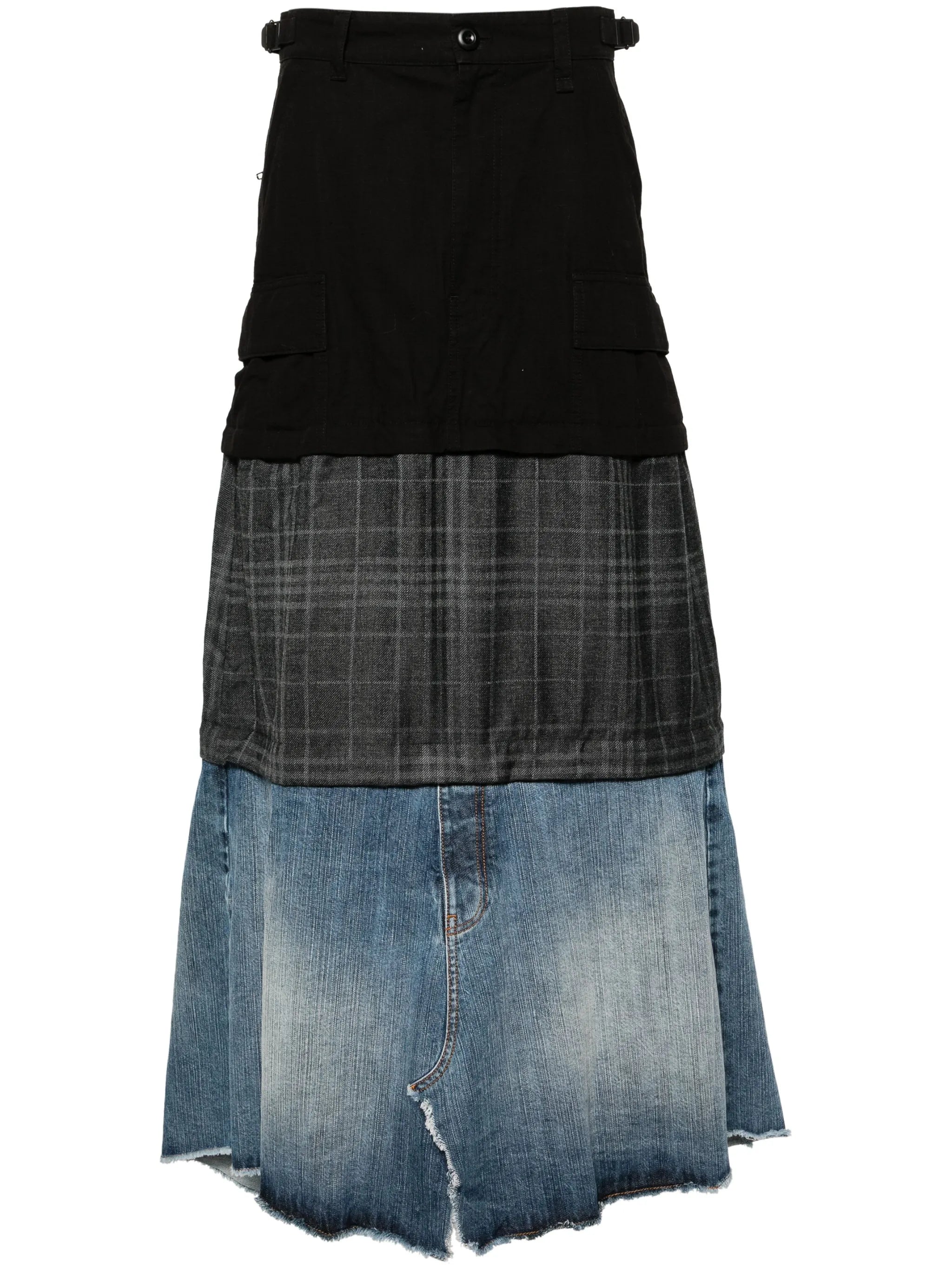layered cargo maxi skirt