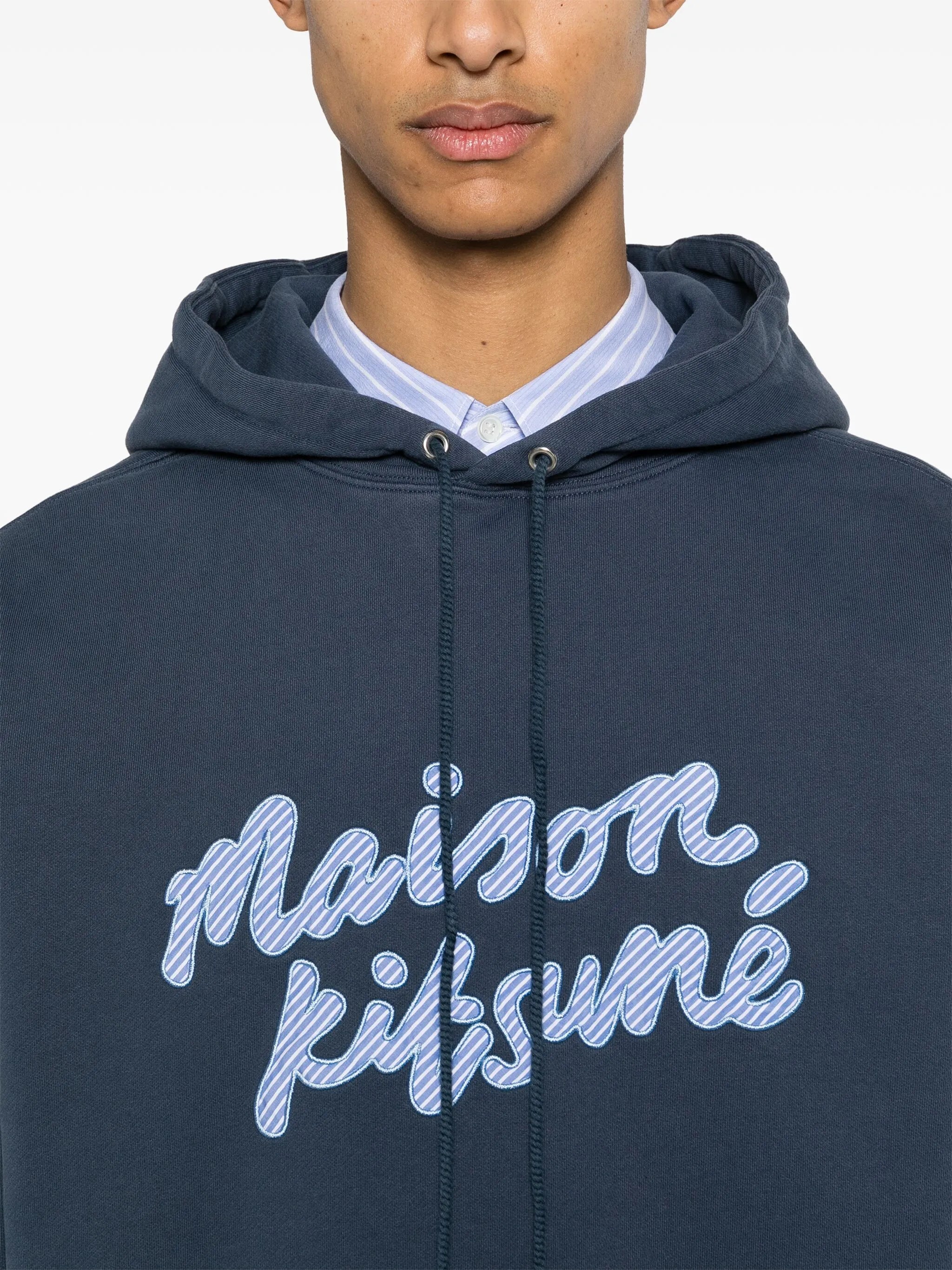 logo-patch cotton hoodie