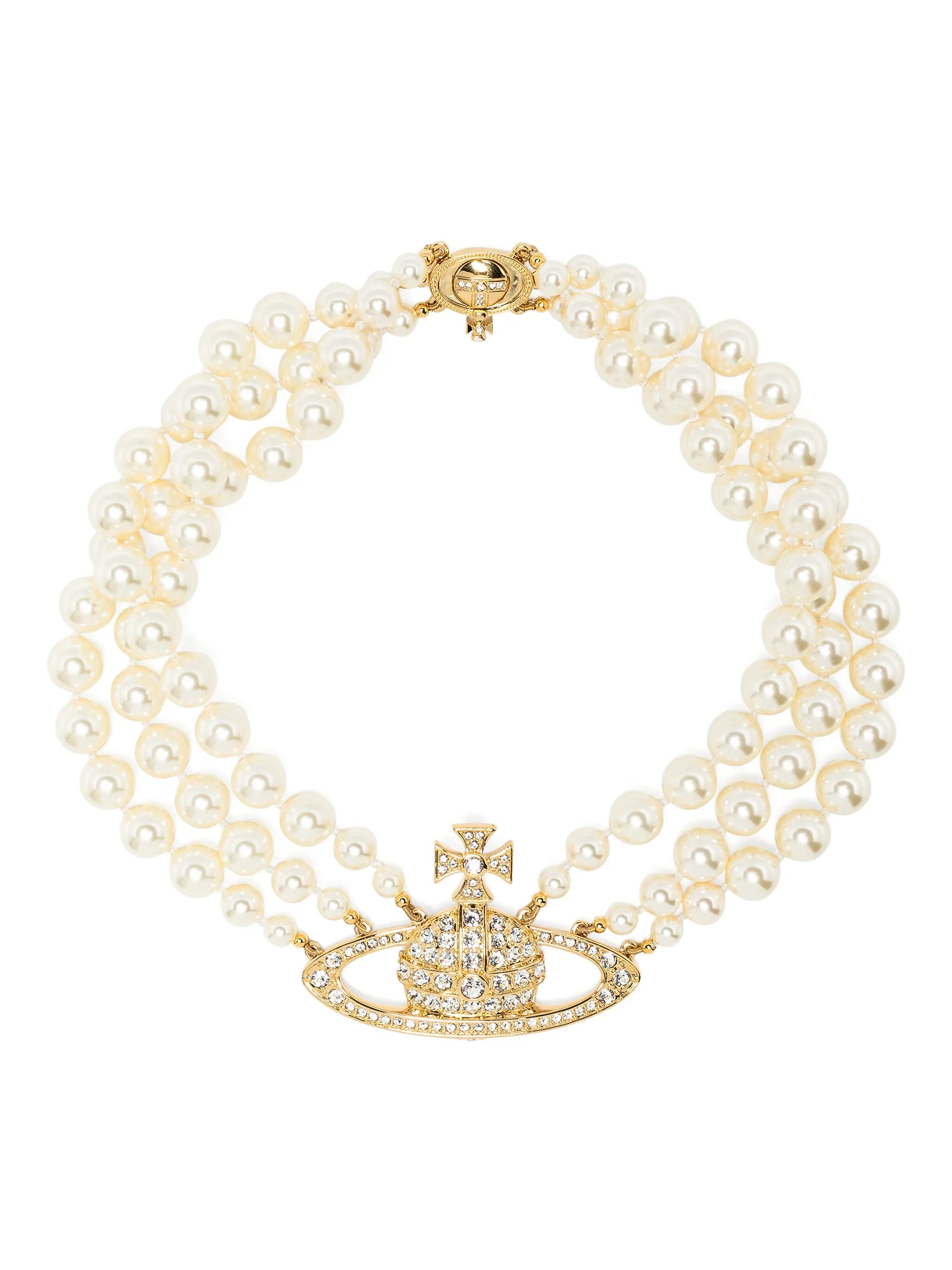 Bas Relief three-row choker necklace