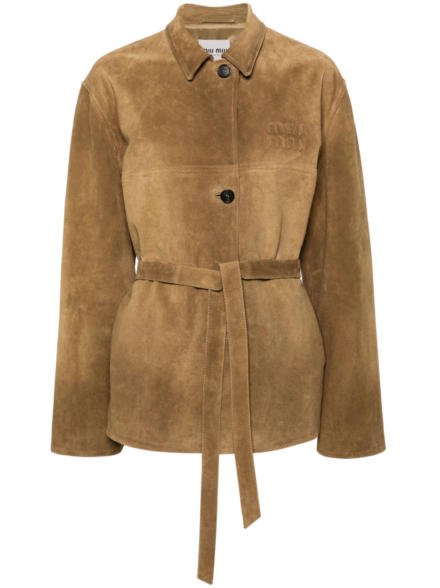 logo-patch suede jacket