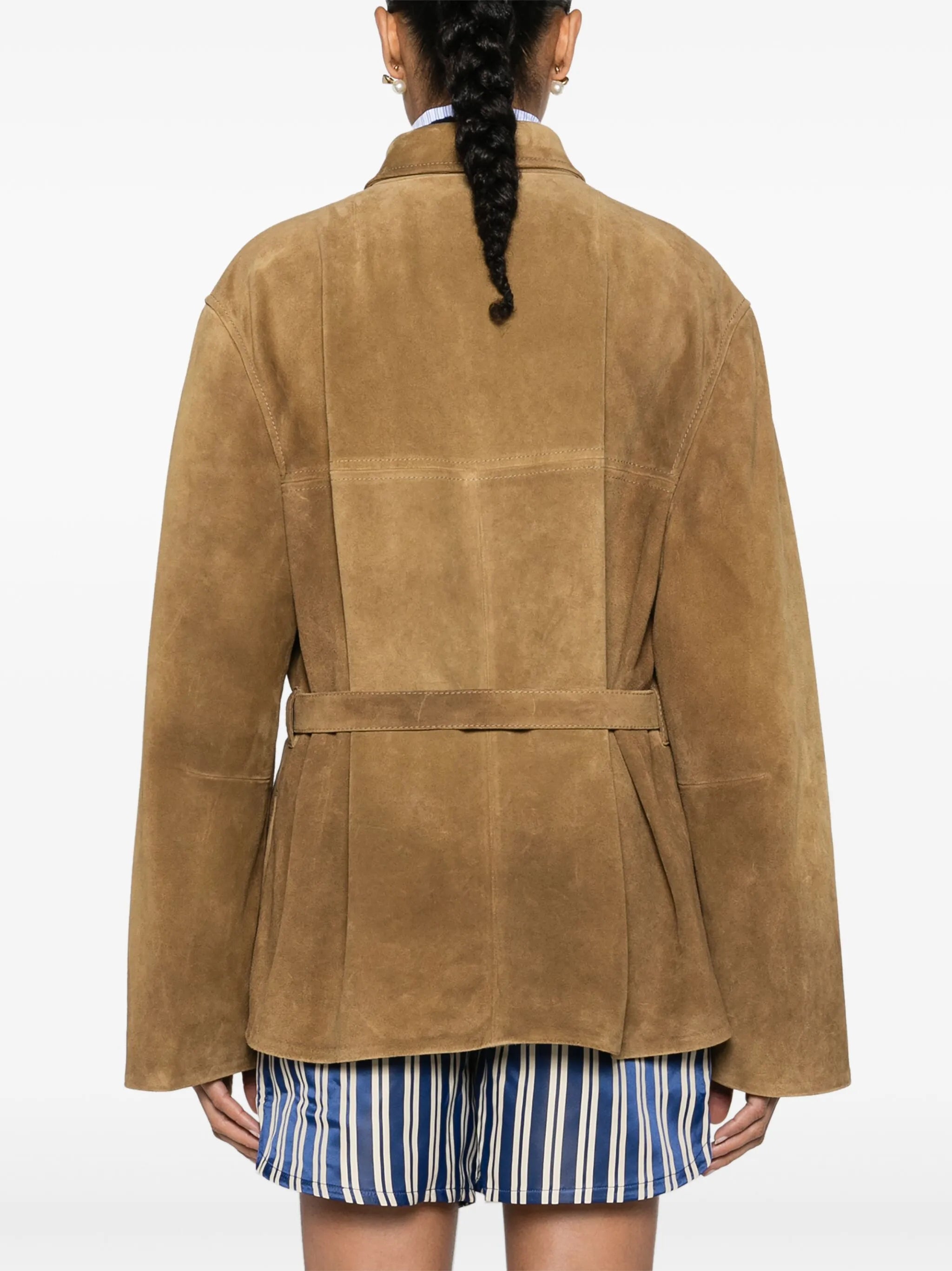 logo-patch suede jacket