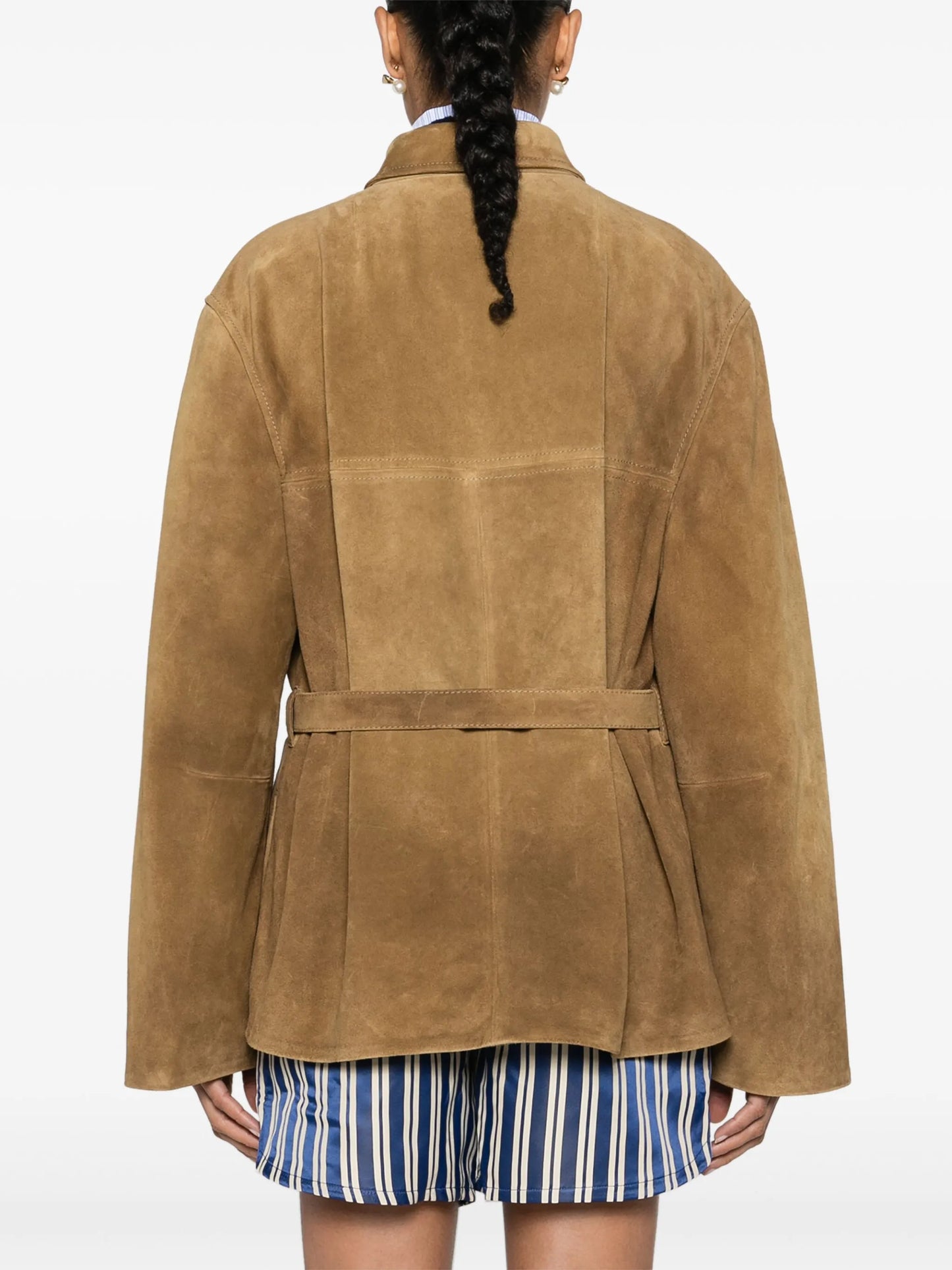 logo-patch suede jacket
