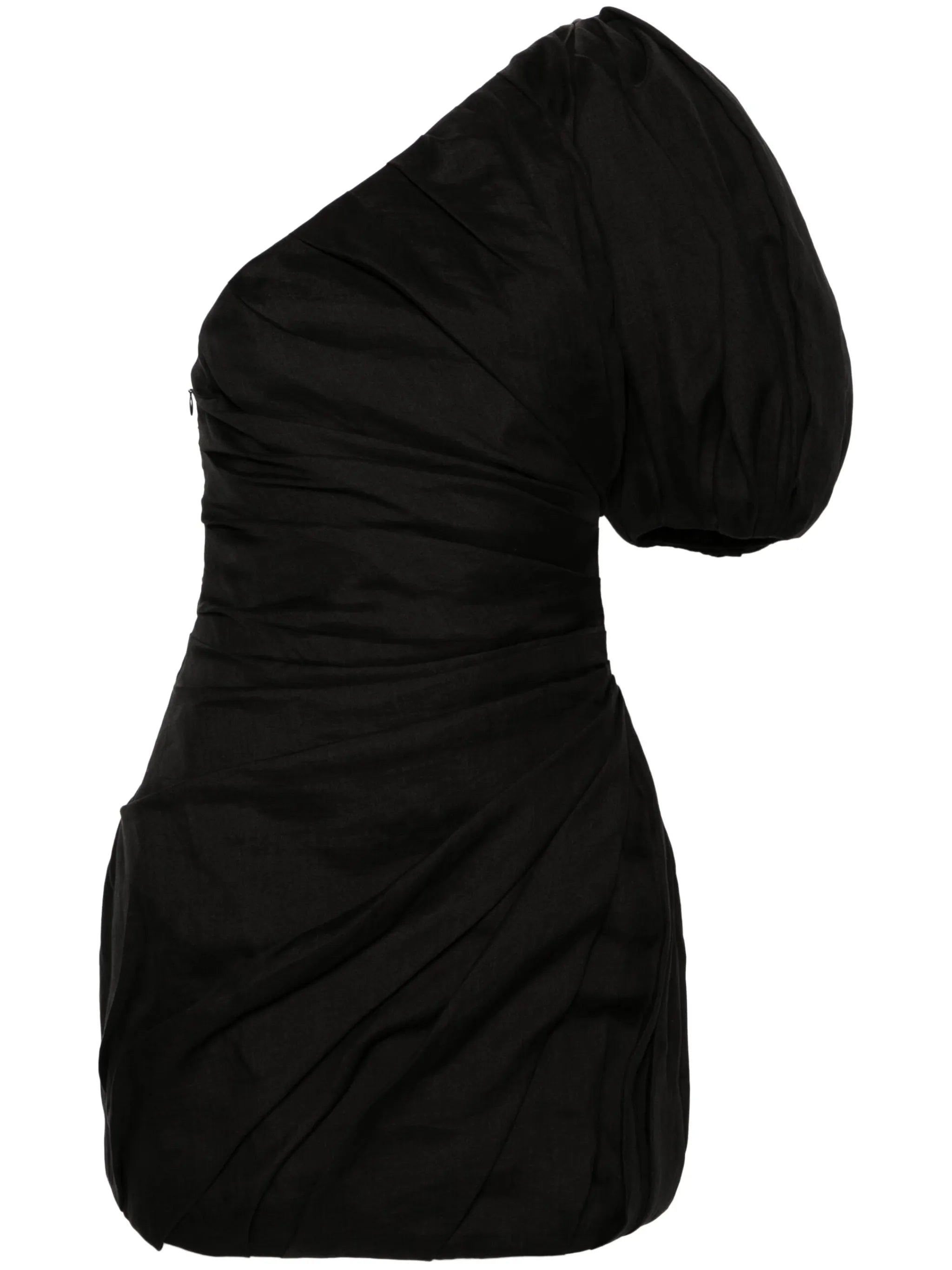 gathered one-shoulder minidress