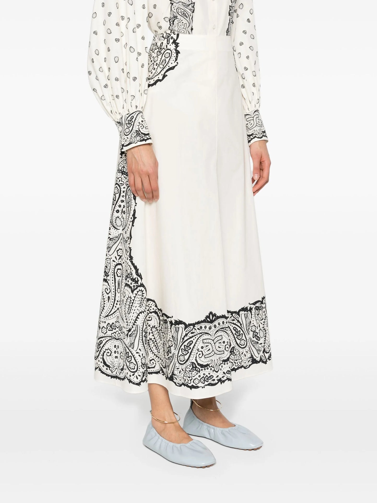 graphic-print flared skirt