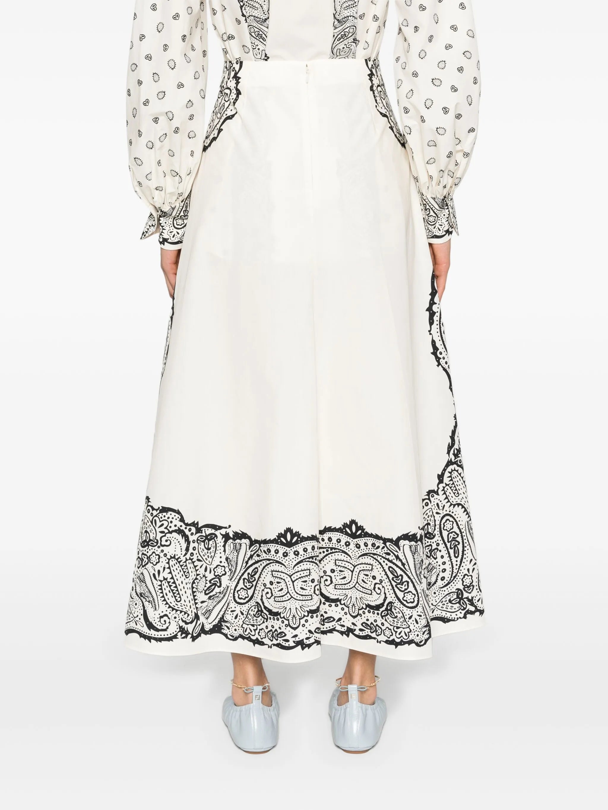 graphic-print flared skirt