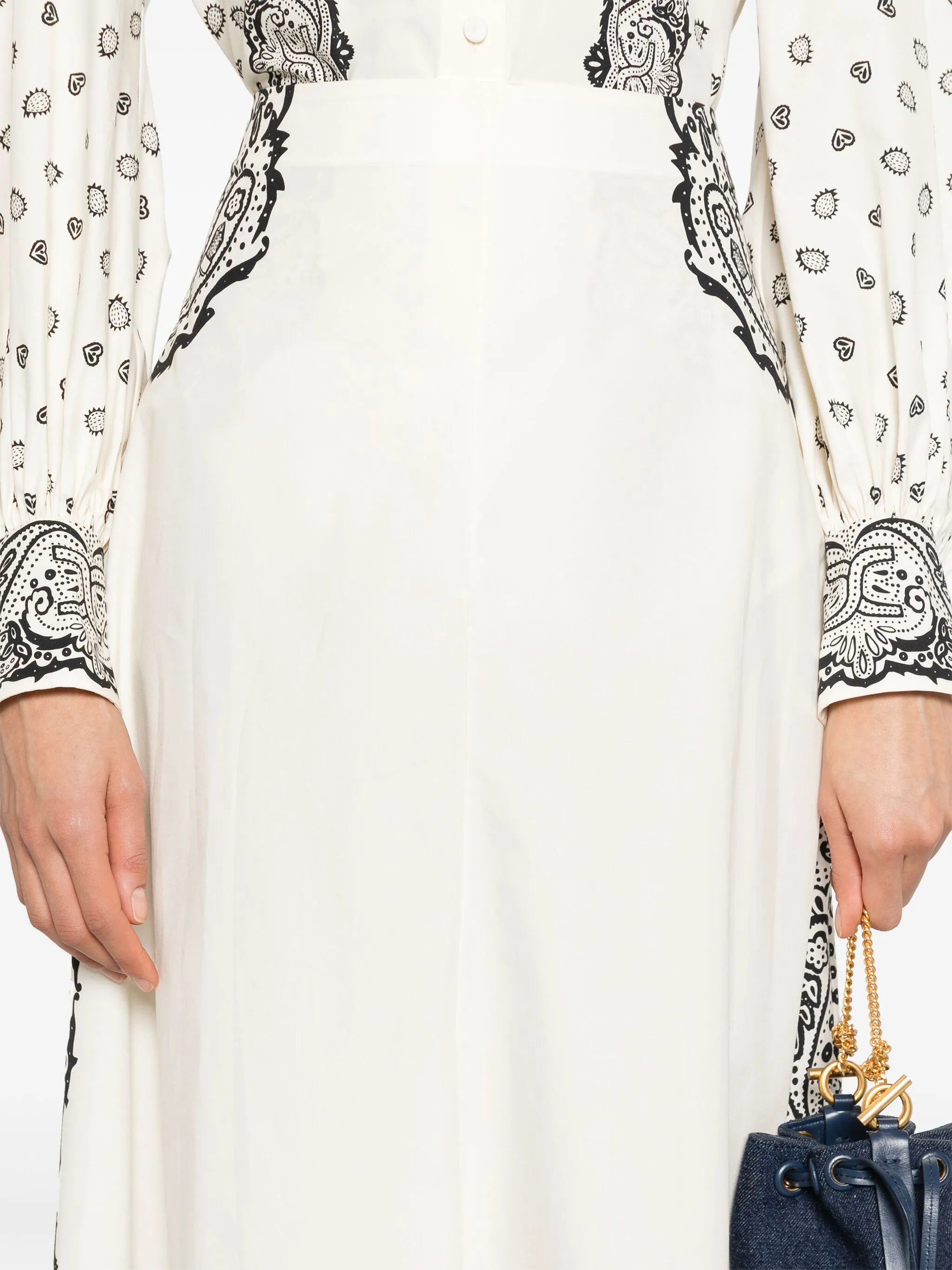 graphic-print flared skirt