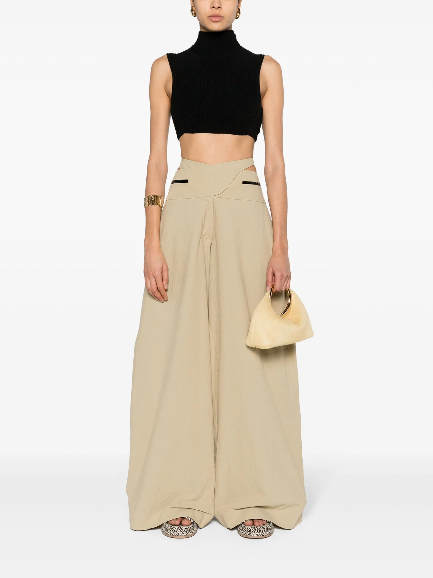 ribbed-knit wool crop top