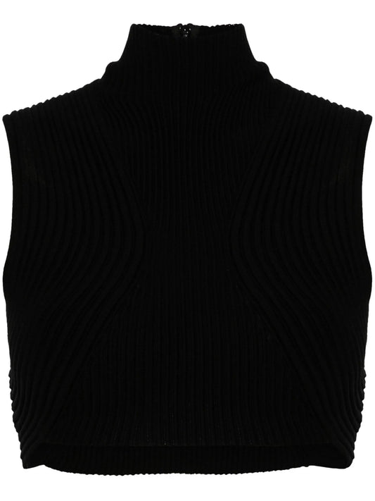 ribbed-knit wool crop top