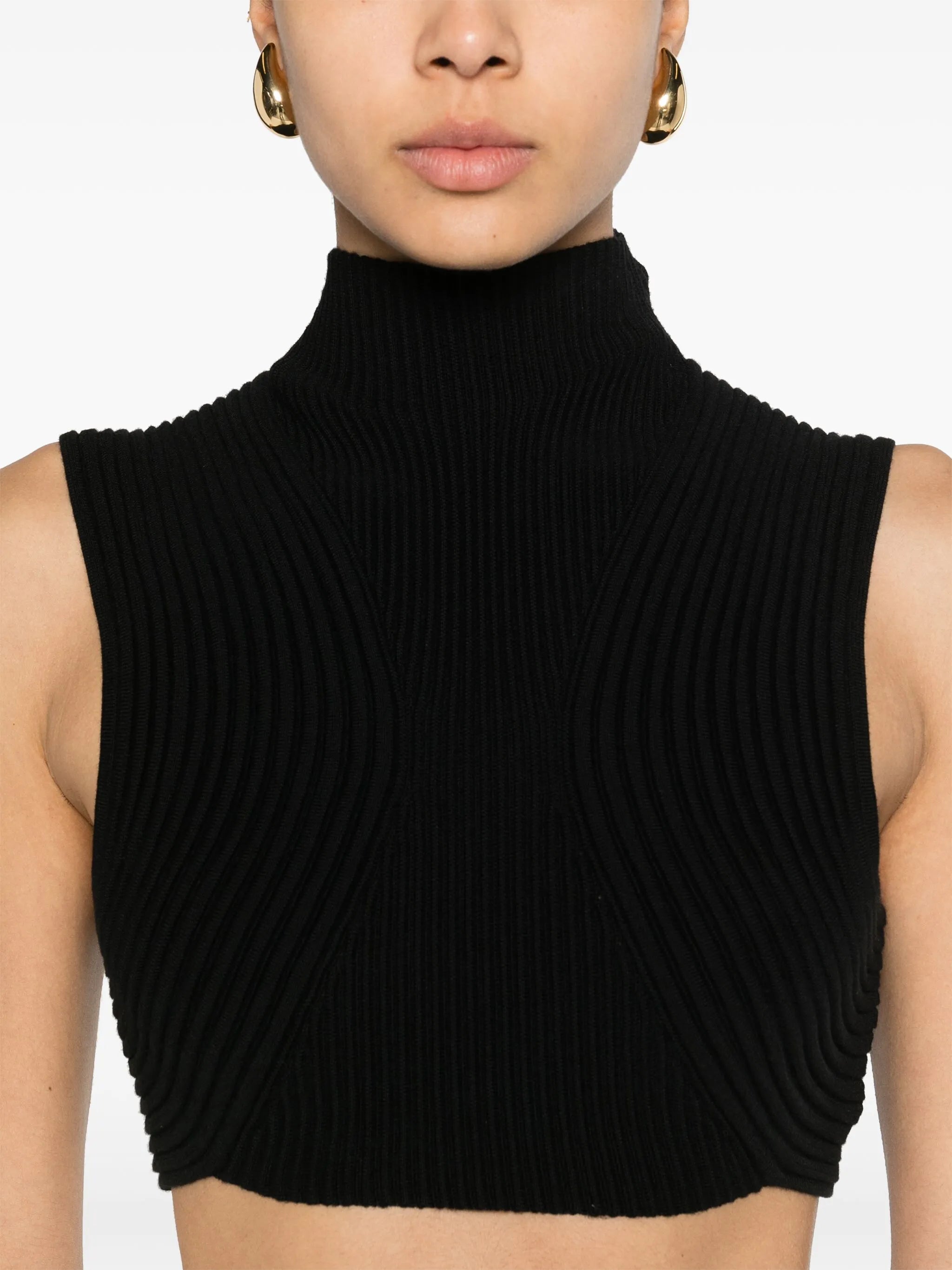ribbed-knit wool crop top