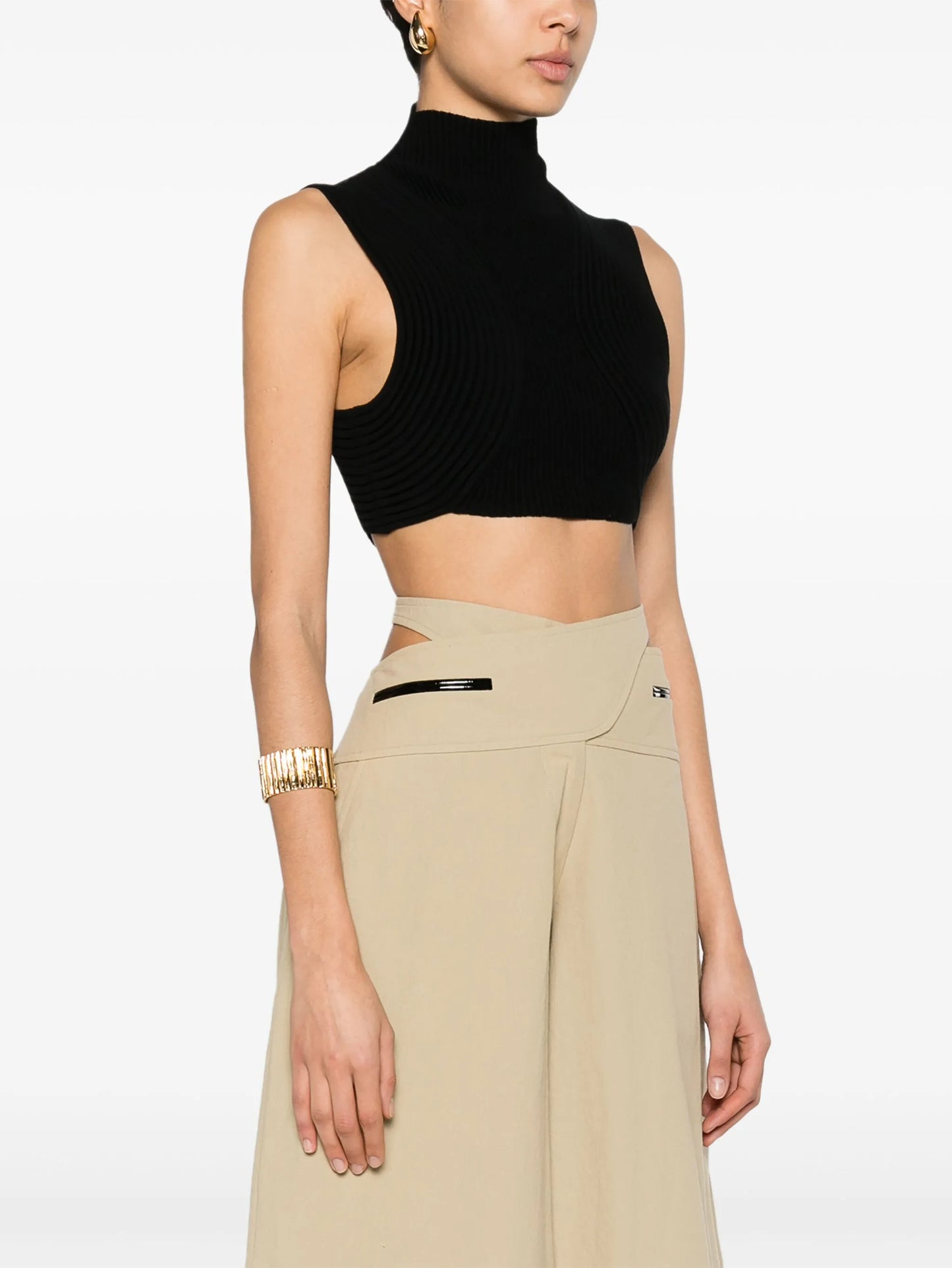 ribbed-knit wool crop top