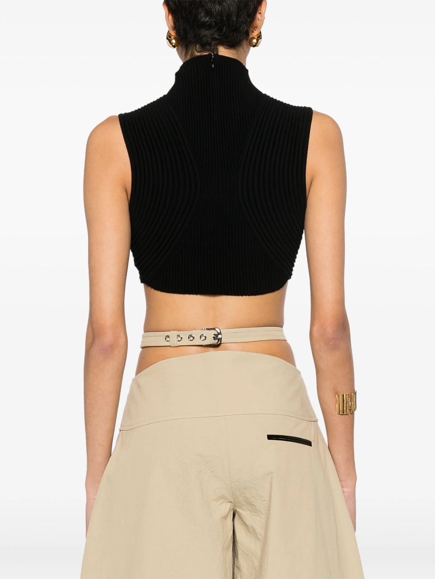 ribbed-knit wool crop top